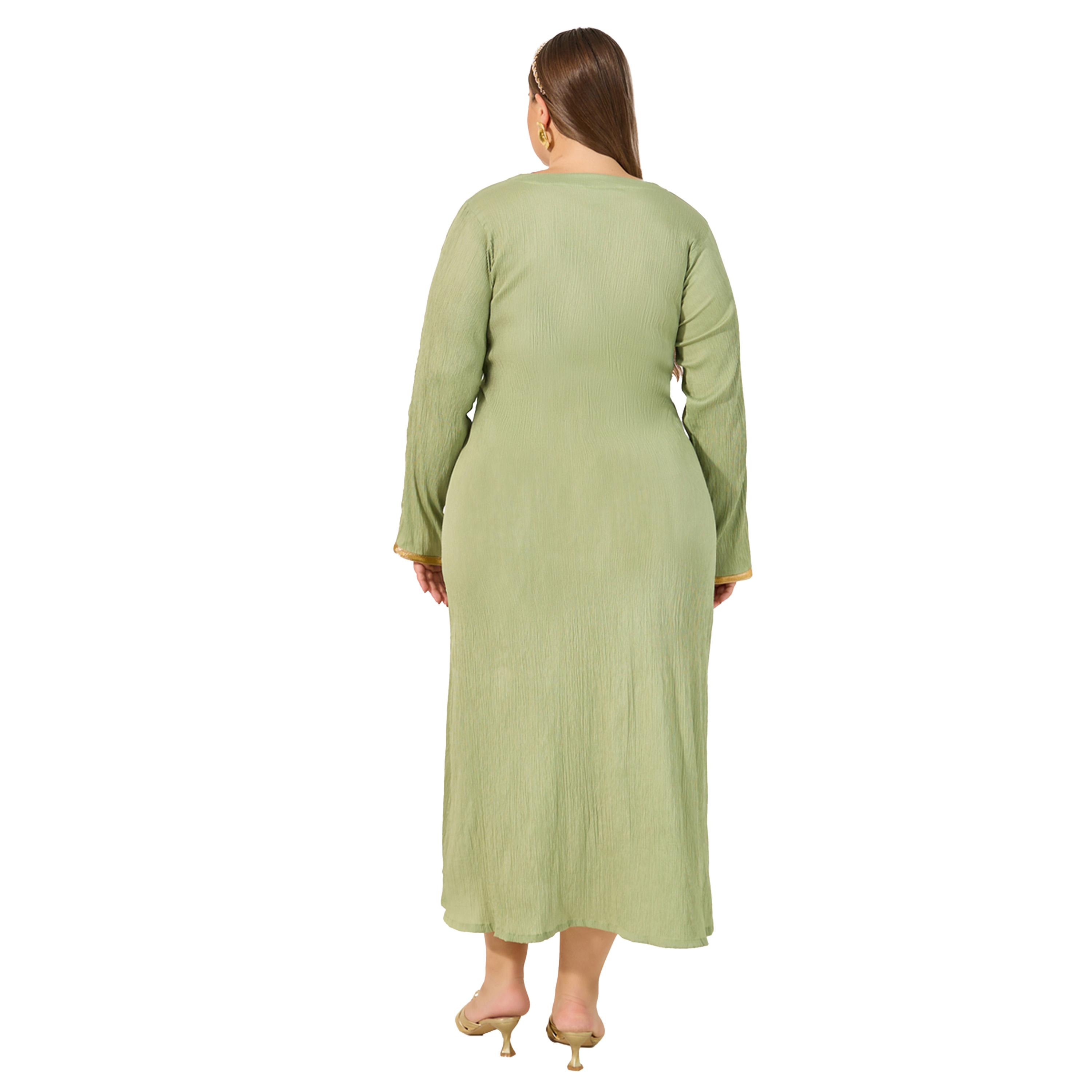 ستايلي - جلابية مقاس كبير رقبة V على شكل حرف A-women-arabicclothing-jalabiyas-image-5
