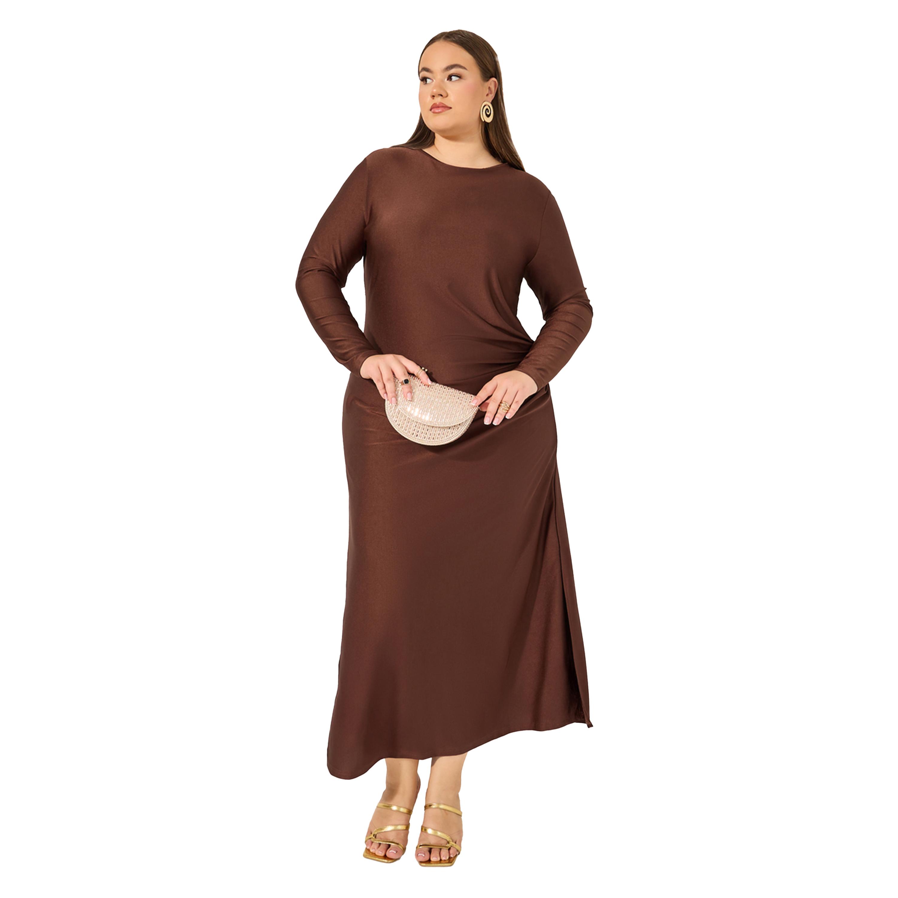 ستايلي - جلابية مقاس كبير بتفاصيل ملفوفة-women-arabicclothing-jalabiyas-image-1