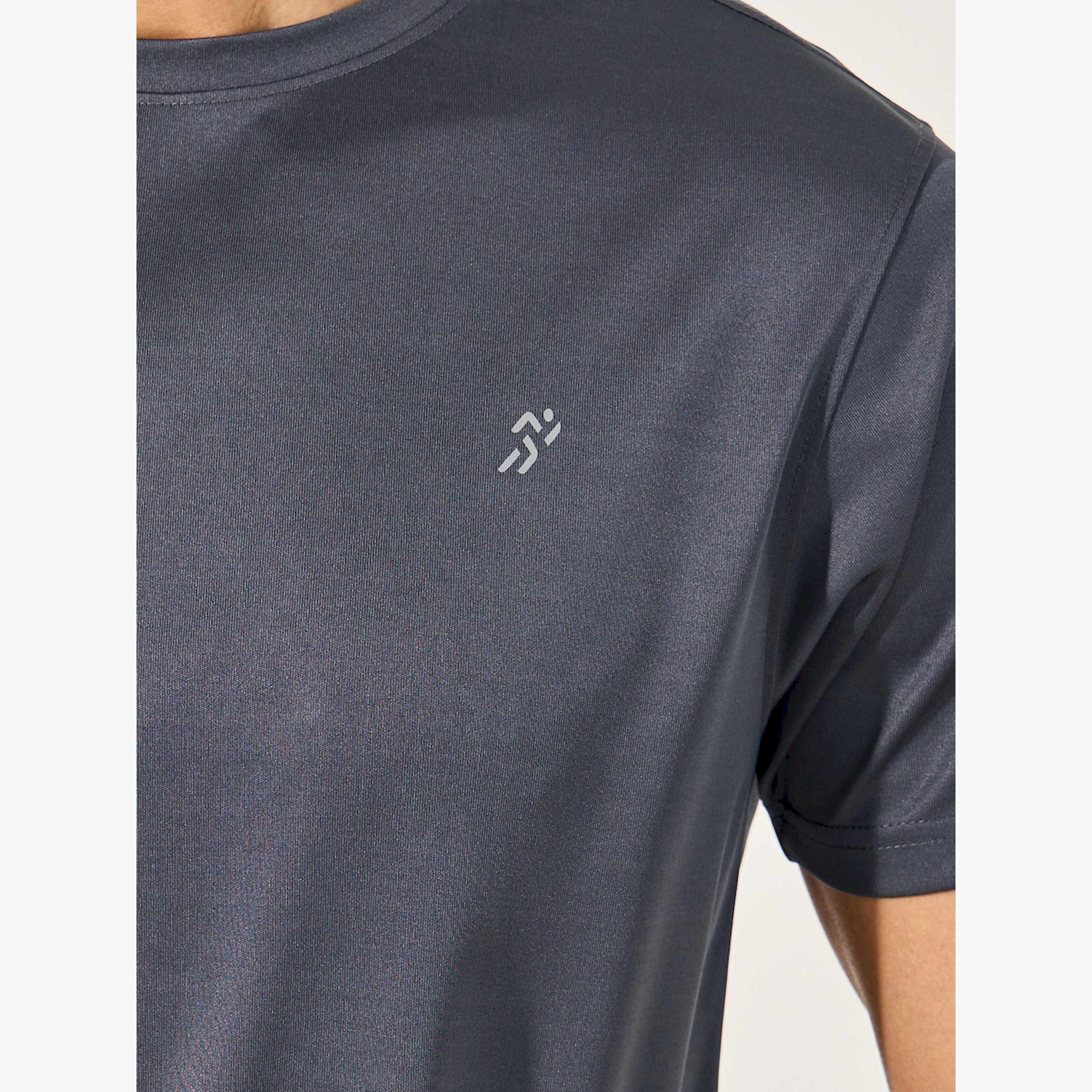 Styli Solid Regular Fit T-Shirt with Logo Detail-men-clothing-sportswearandactivewear-tshirtsandpolos-image-3