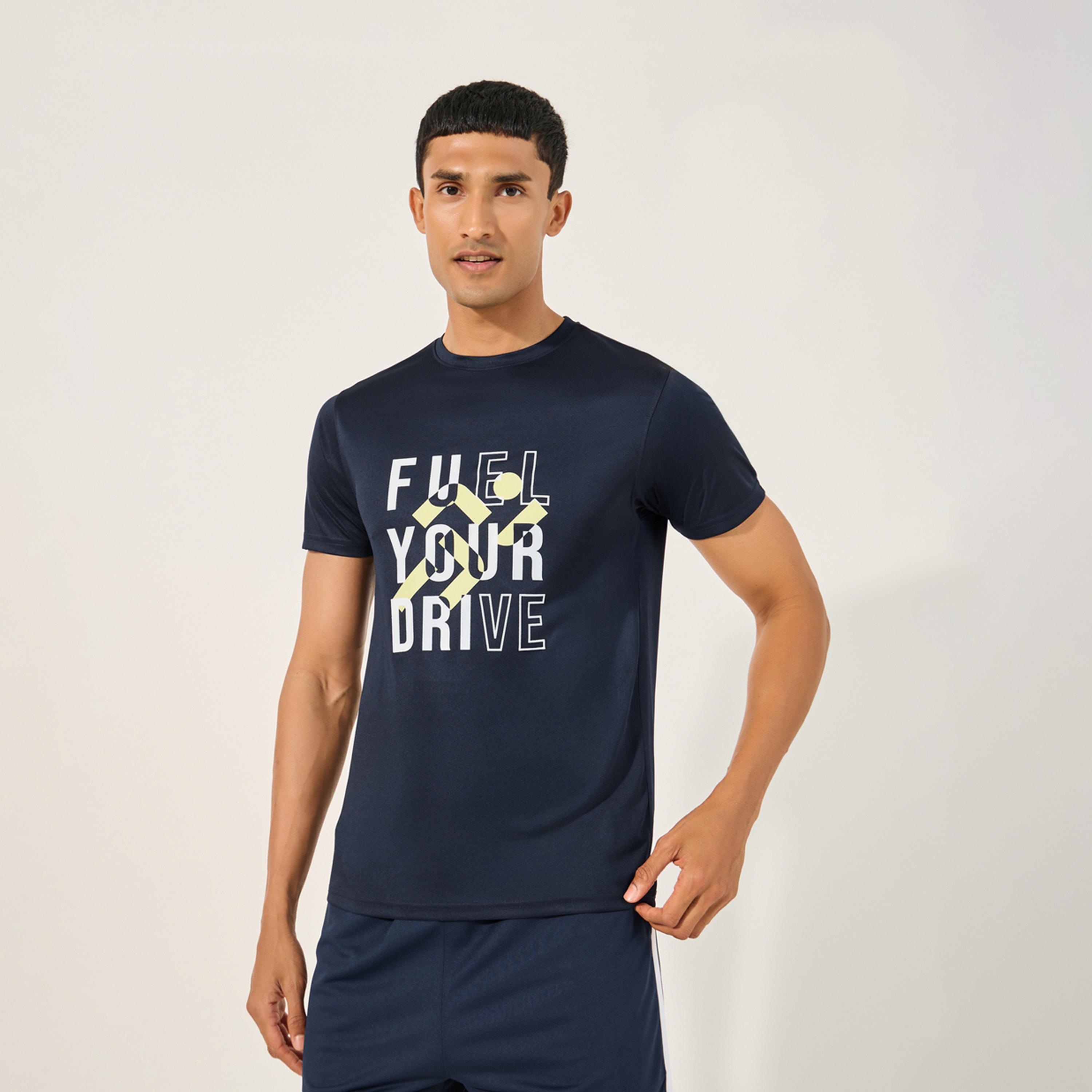 Styli Slogan Print Short Sleeve Running T-Shirt-men-clothing-sportswearandactivewear-tshirtsandpolos-image-1