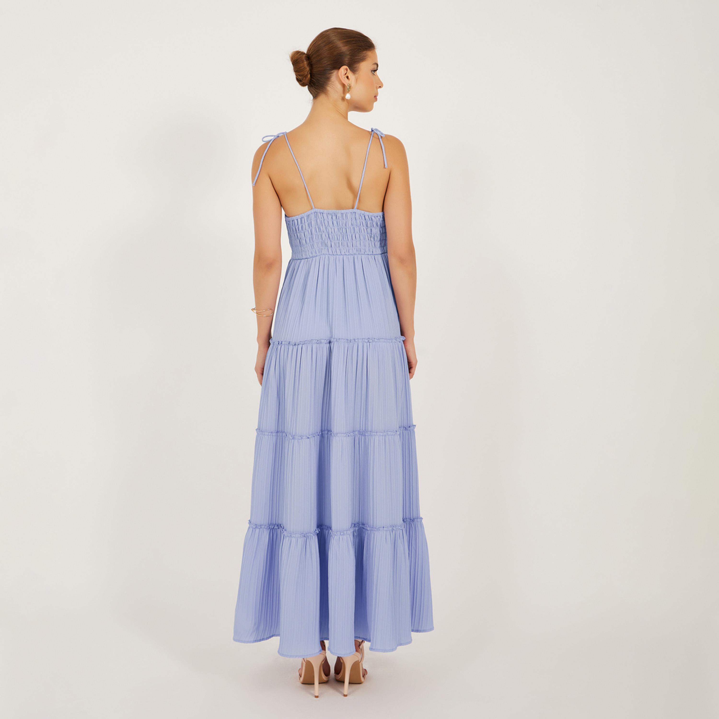 ستايلي - فستان ماكسي سادة متعدد الطبقات بأشرطة-women-clothing-dresses-image-5