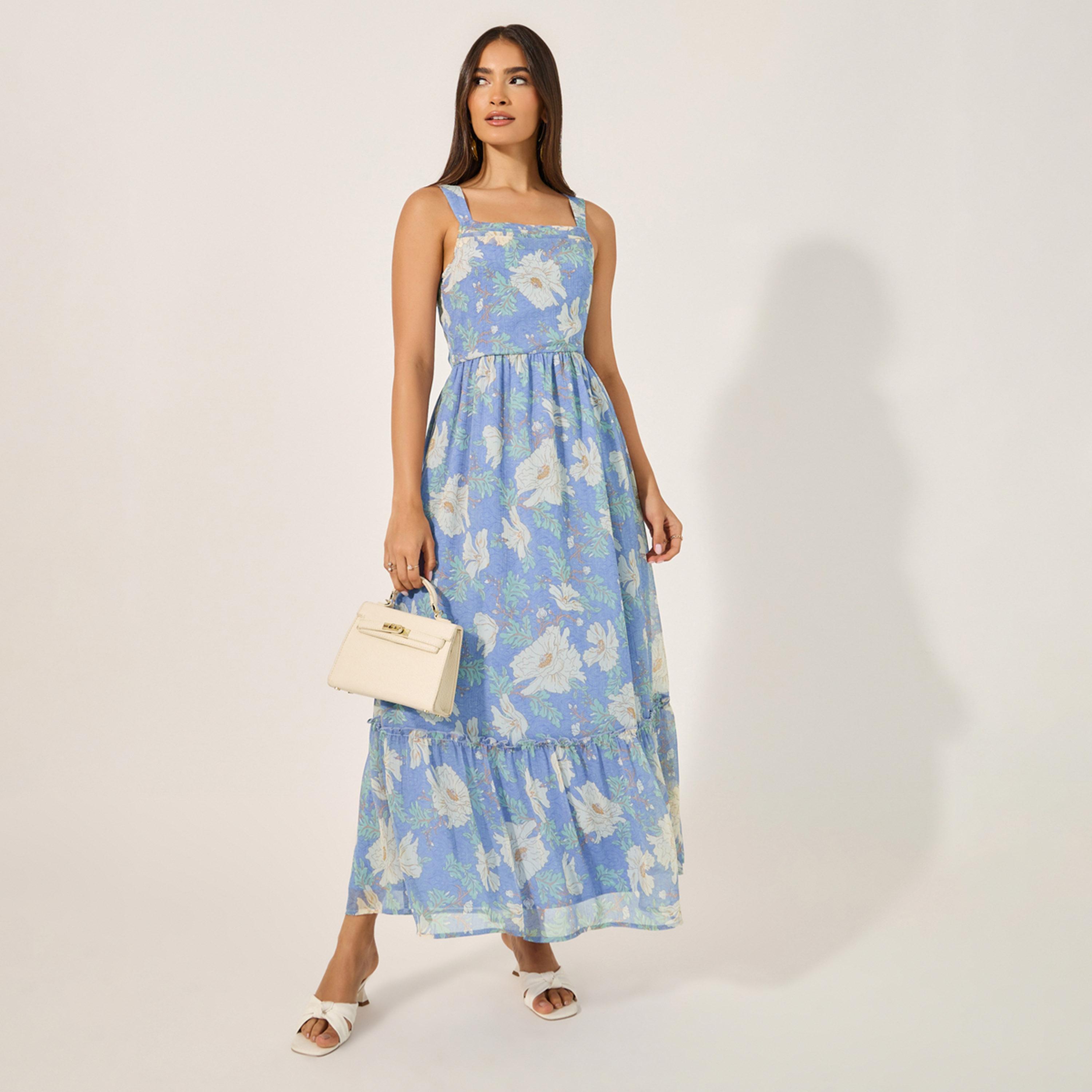 ستايلي - فستان ماكسي بقصة حرف A وأشرطة بطبعة-women-clothing-dresses-image-2