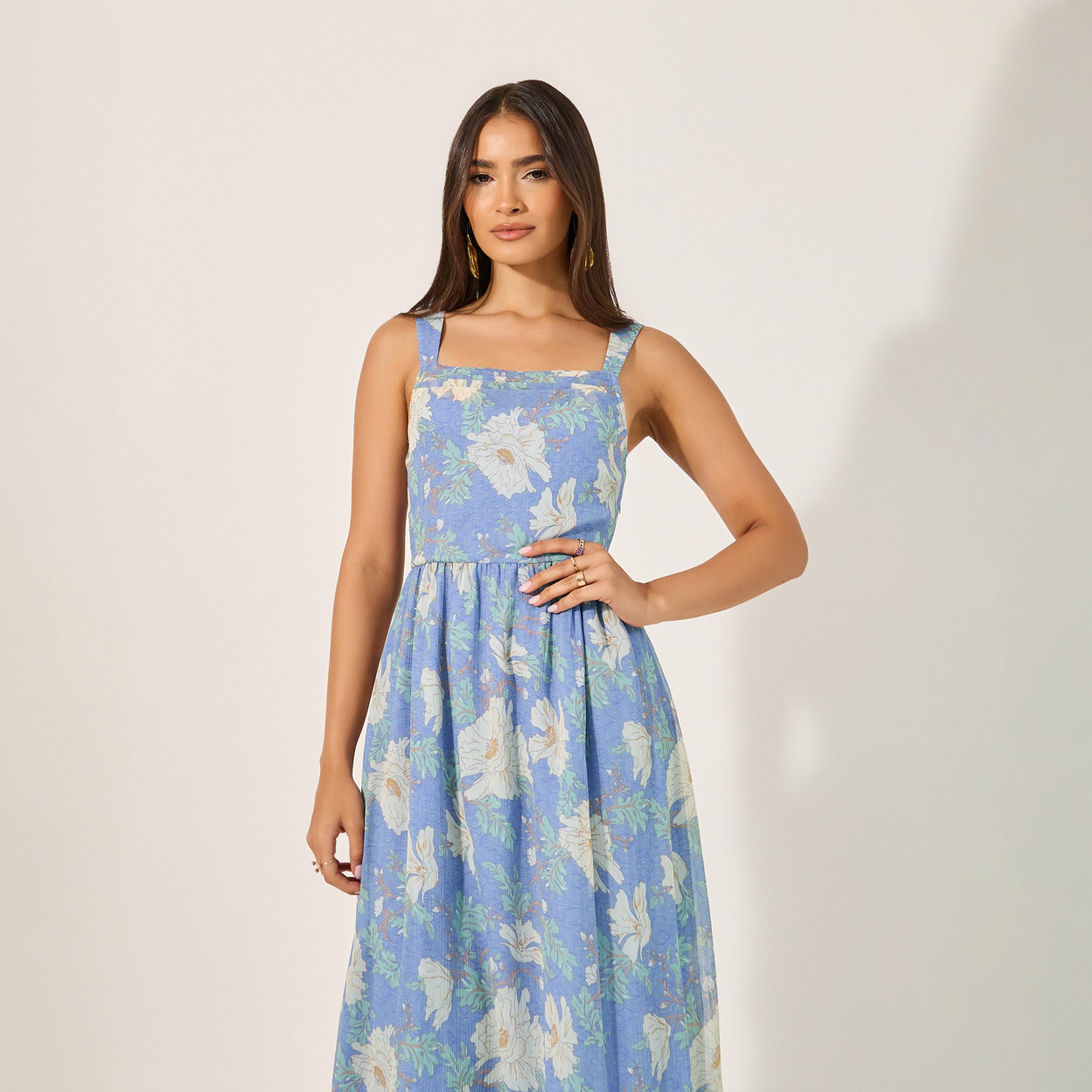 ستايلي - فستان ماكسي بقصة حرف A وأشرطة بطبعة-women-clothing-dresses-image-3