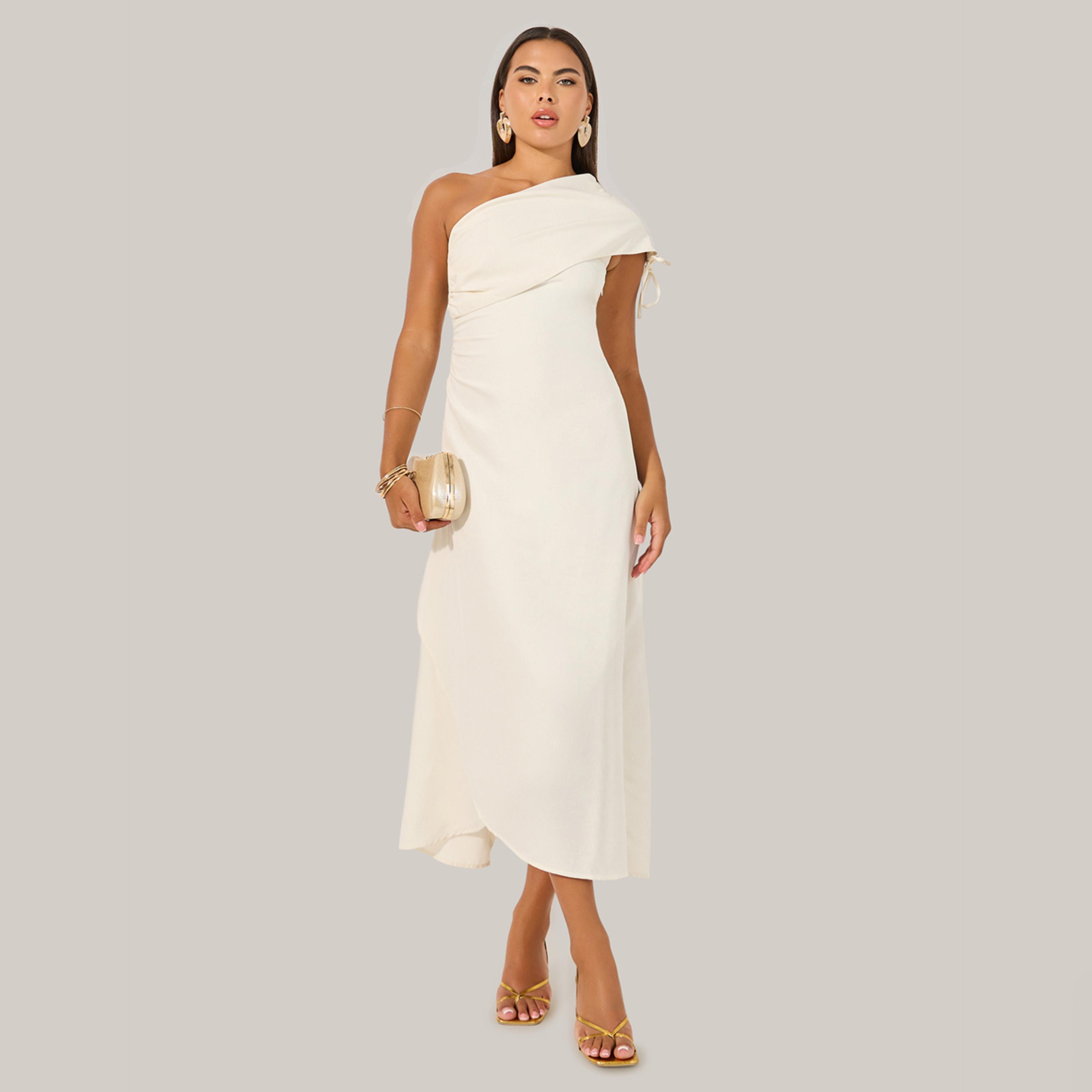 Styli Solid One Shoulder Neck A-Line Maxi Dress-women-clothing-dresses-image-2