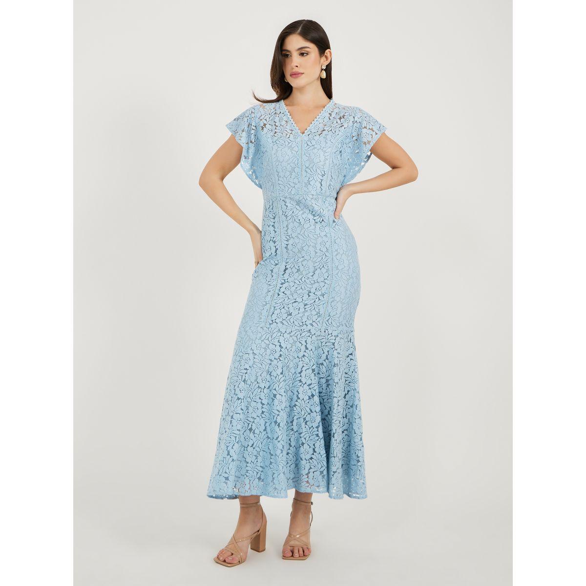 فستان طويل بقصة حورية البحر مع تداخلات دانتيل-women-clothing-dresses-image-1
