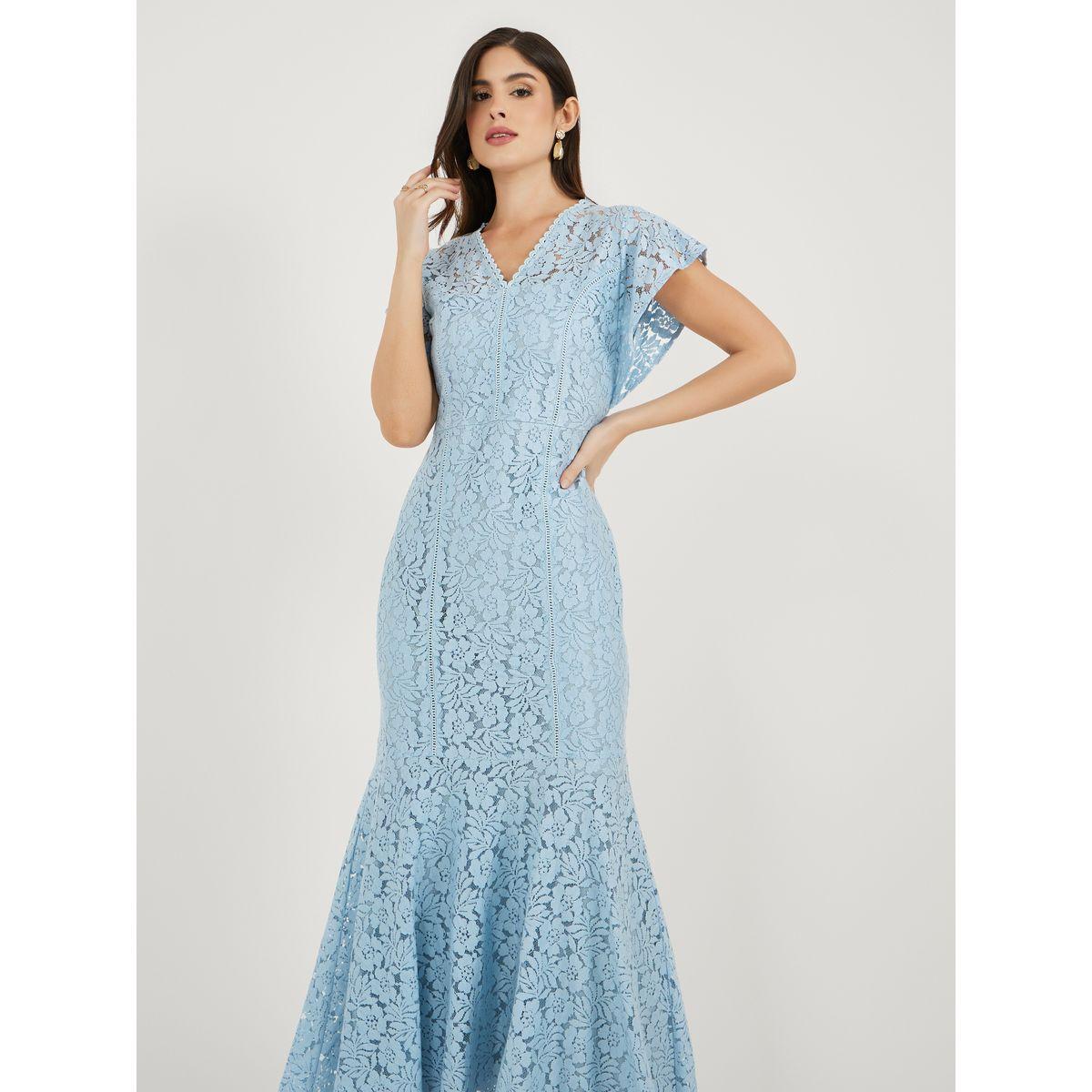 فستان طويل بقصة حورية البحر مع تداخلات دانتيل-women-clothing-dresses-image-2