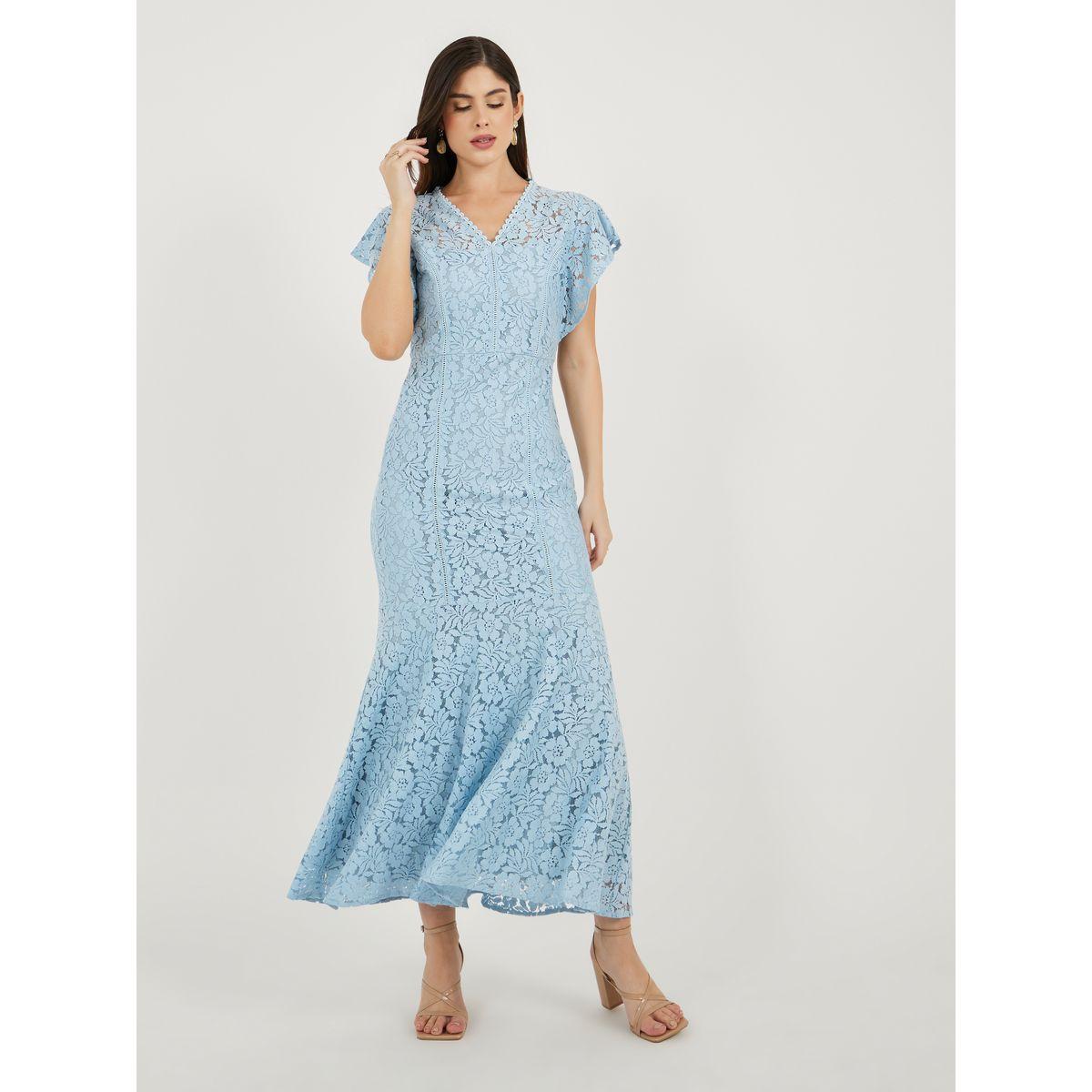 فستان طويل بقصة حورية البحر مع تداخلات دانتيل-women-clothing-dresses-image-3