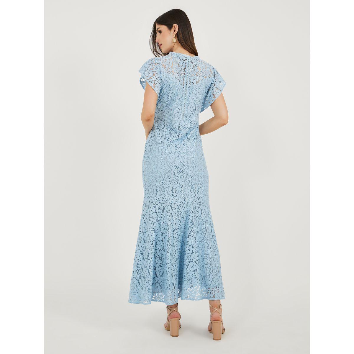 Styli Lace Insert Frill Sleeves Mermaid Hem Maxi Dress-women-clothing-dresses-image-6