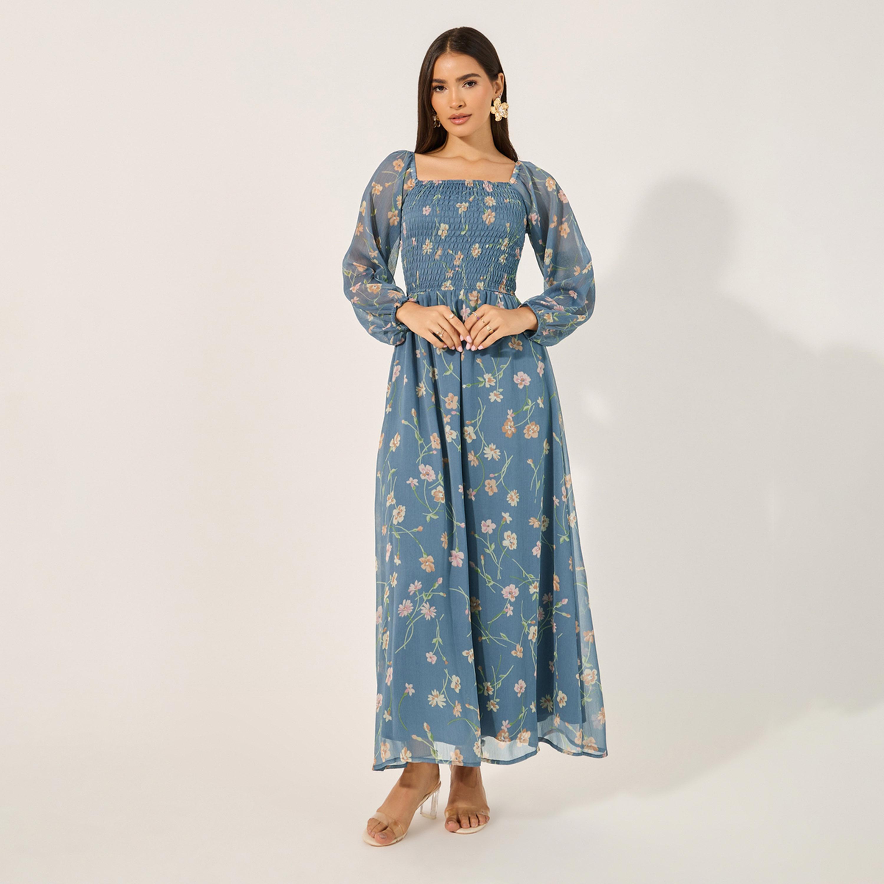 Styli Print Long Sleeves A-Line Maxi Dress-women-clothing-dresses-image-2