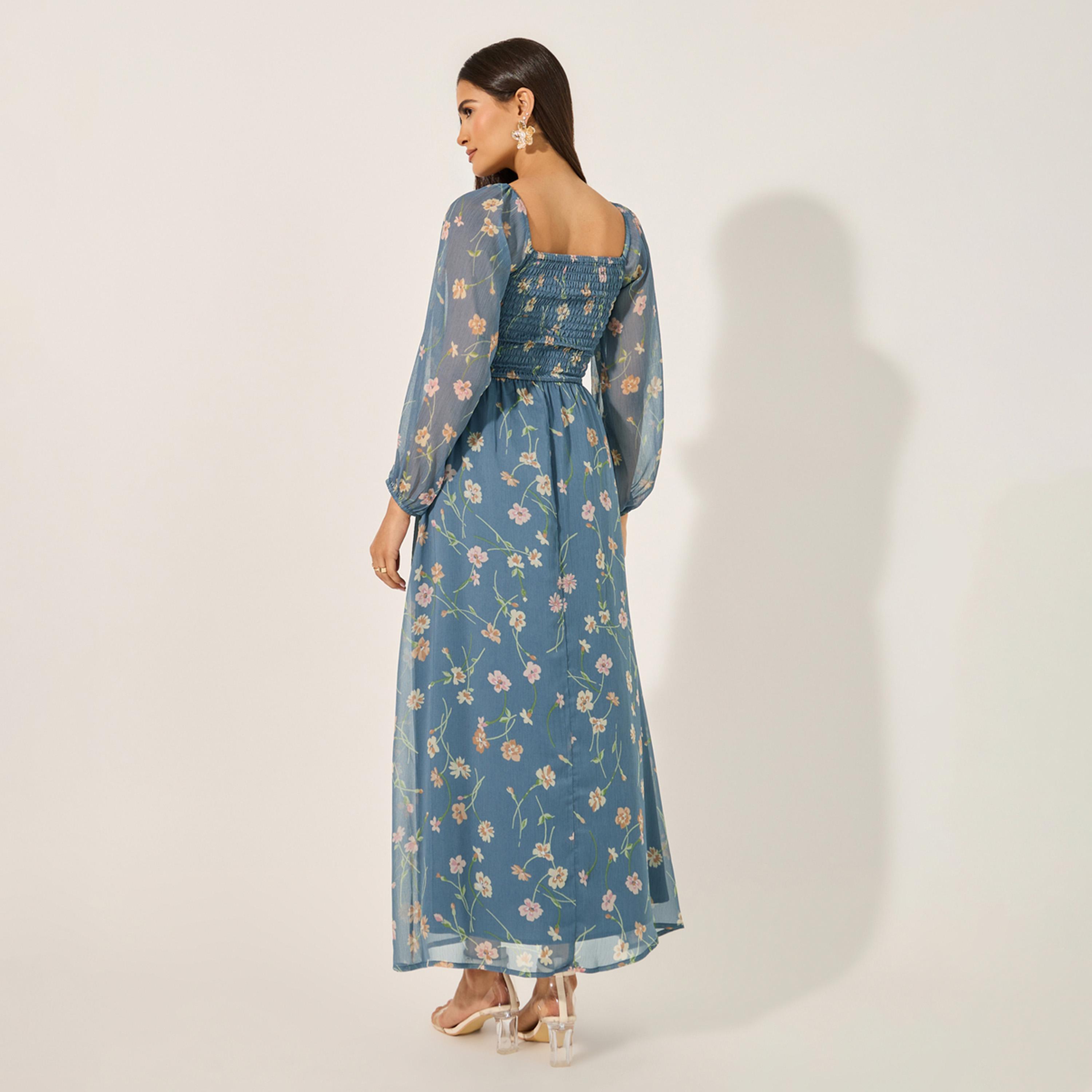 ستايلي - فستان ماكسي بقصة حرف A وأكمام طويلة بطبعة-women-clothing-dresses-image-5