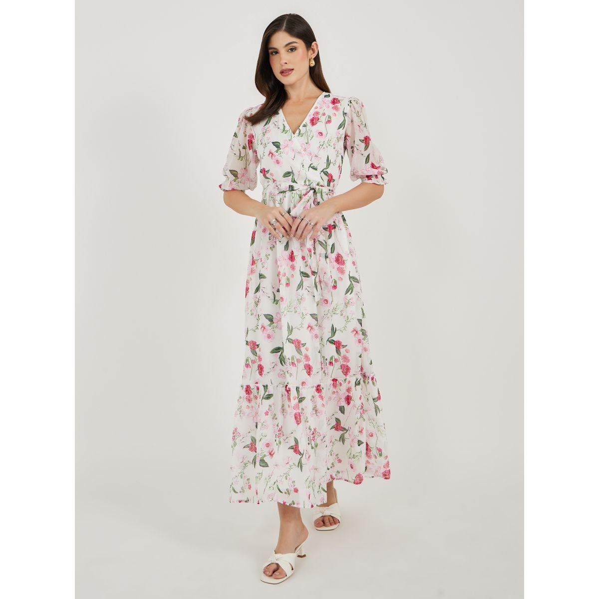 فستان طويل بطبعة زهور وأكمام منفوخة-women-clothing-dresses-image-2