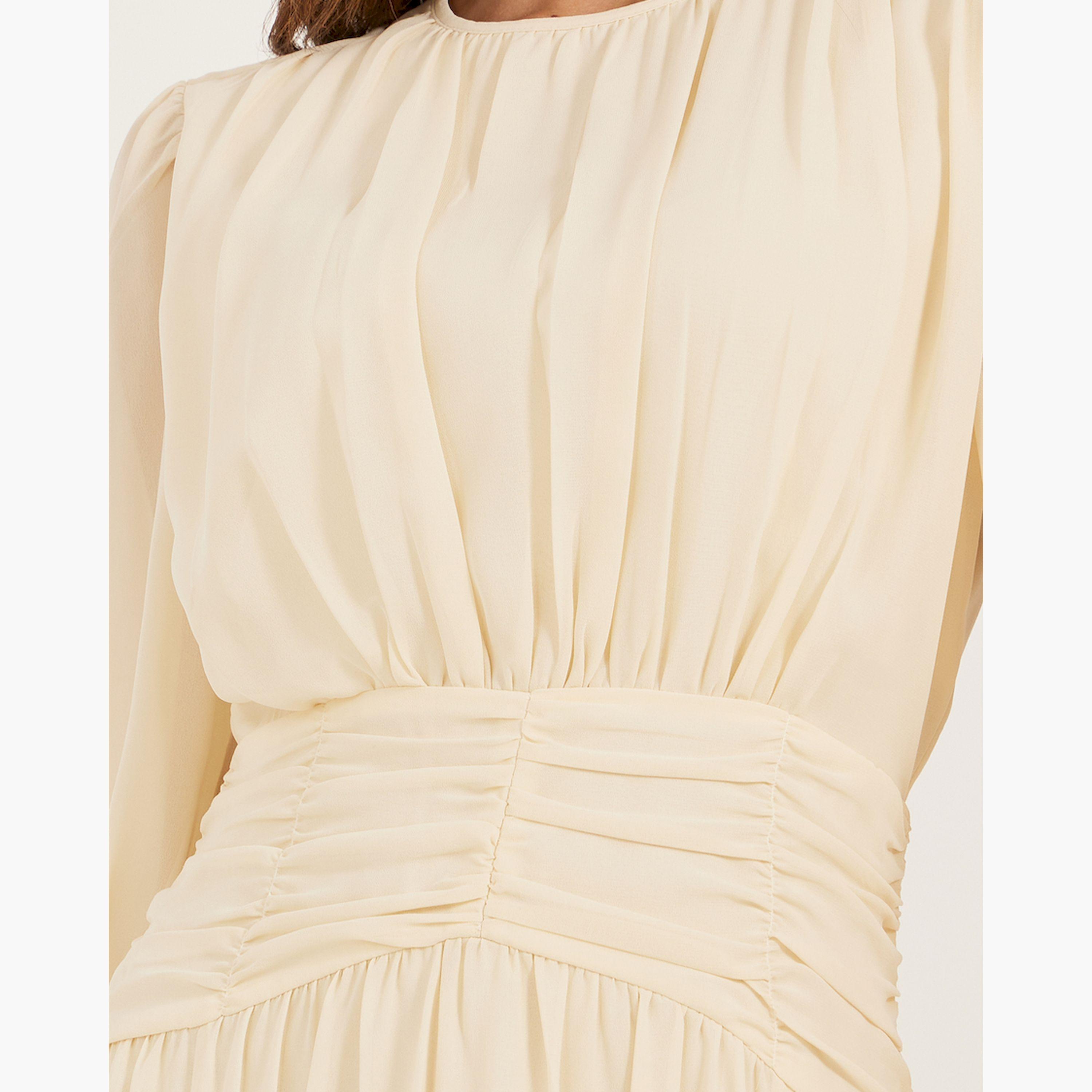 Styli Plain Ruffle Detail A-Line Maxi Dress-women-clothing-dresses-image-4
