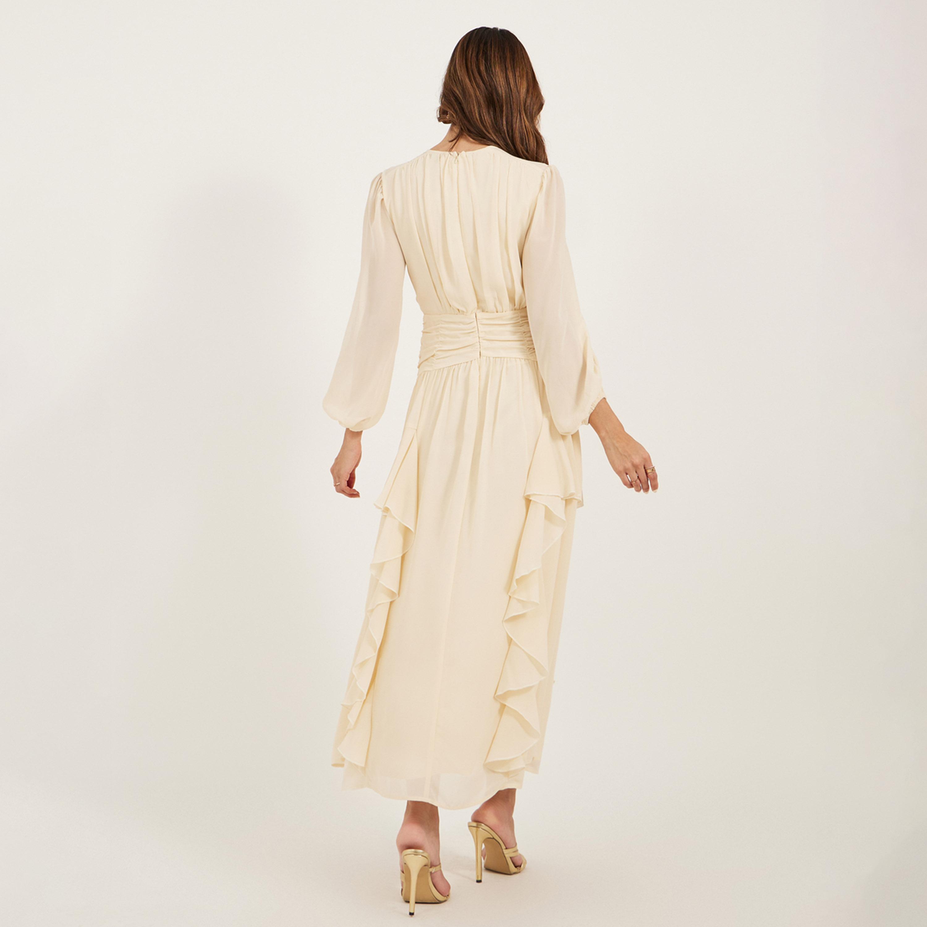 Styli Plain Ruffle Detail A-Line Maxi Dress-women-clothing-dresses-image-5