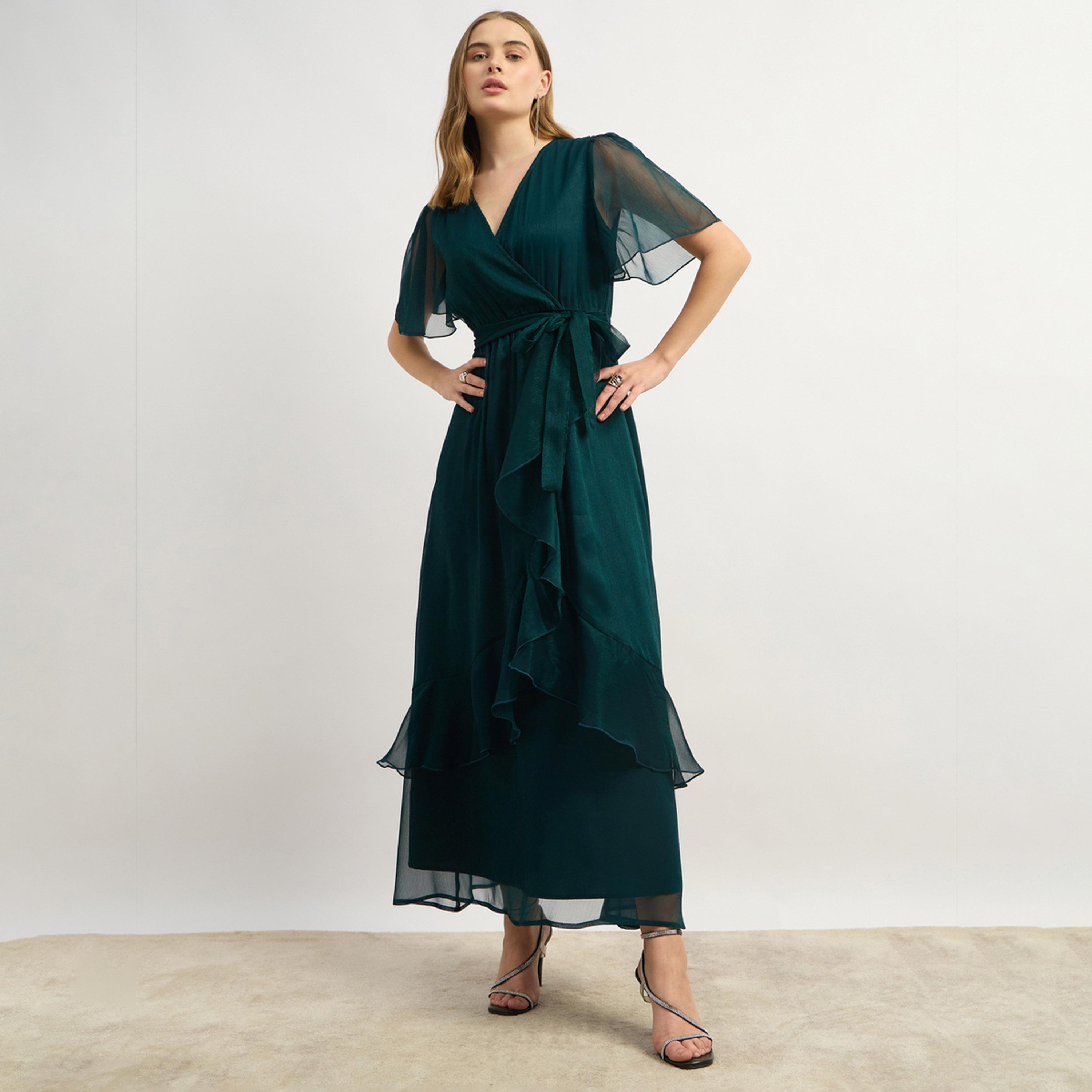 Styli Plain Half Sleeves Wrap Maxi Dress-women-clothing-dresses-image-2