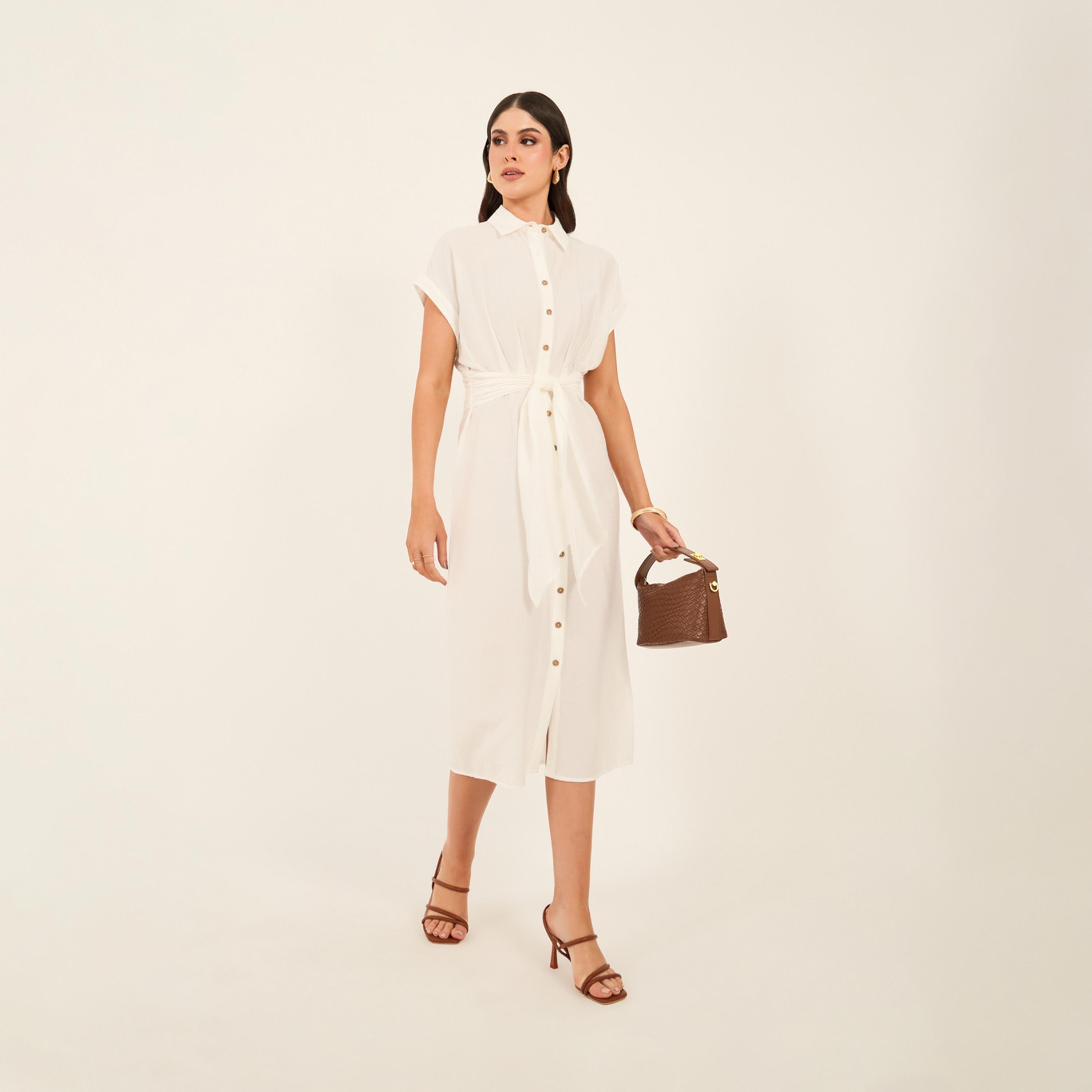 ستايلي - فستان متوسط الطول بنمط قميص وأزرار-women-clothing-dresses-image-1