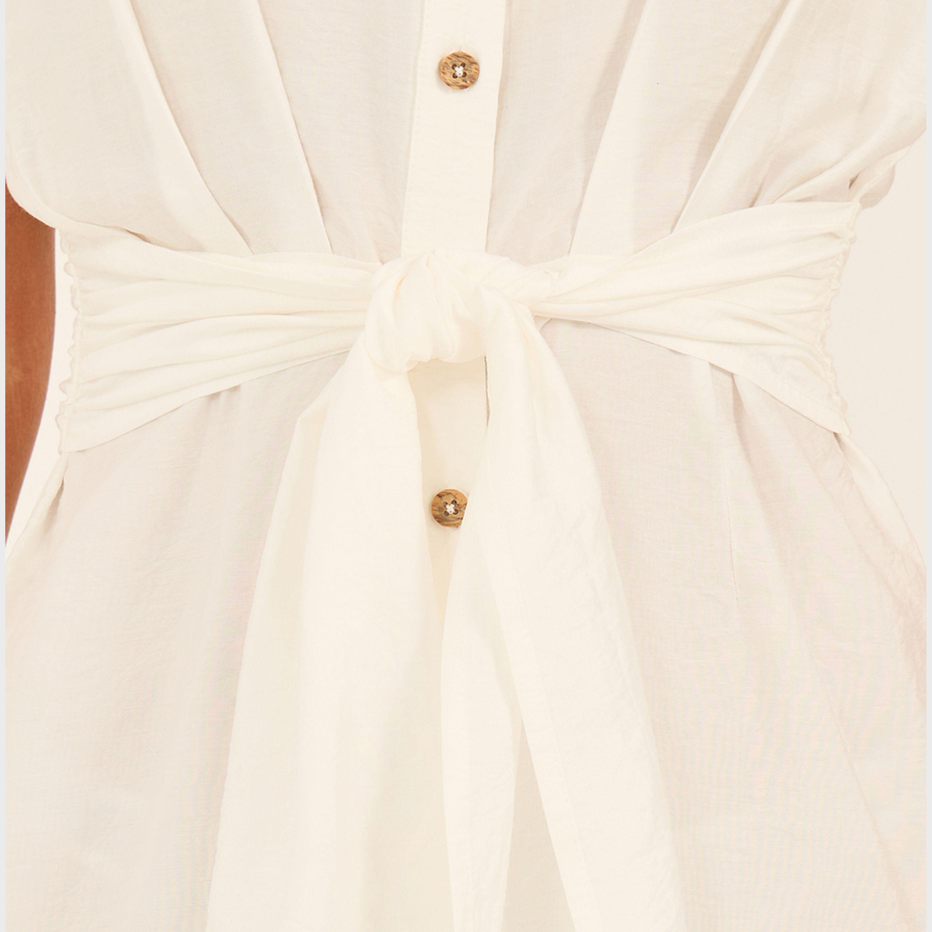Styli Solid Buttoned Tie Up Shirt Midi Dress-women-clothing-dresses-image-4