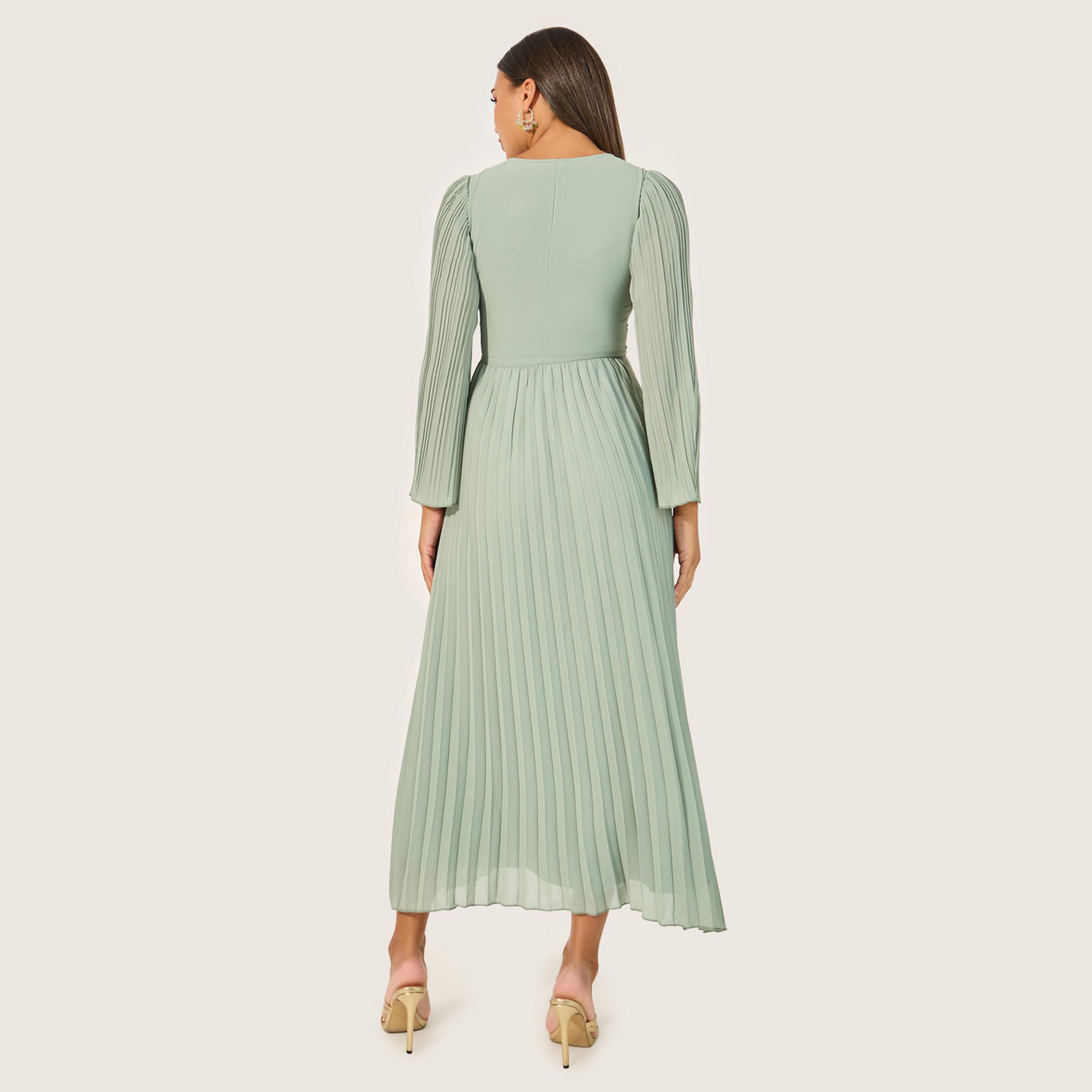 Styli Plain Accordion Pleated A-Line Midi Dress-women-clothing-dresses-image-5