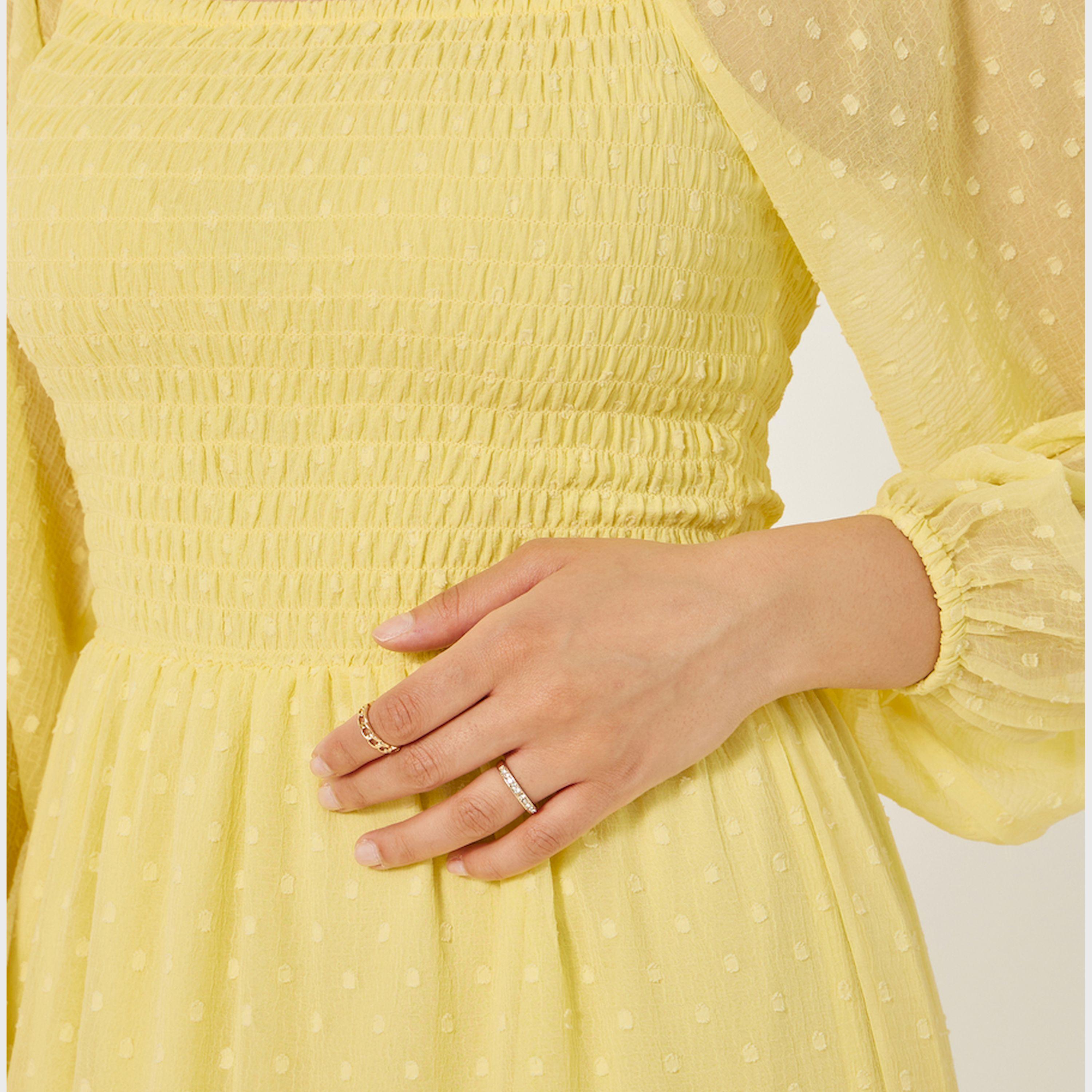 Styli Dobby Balloon Sleeves Tiered Maxi Dress With Smocked Detail-women-clothing-dresses-image-5