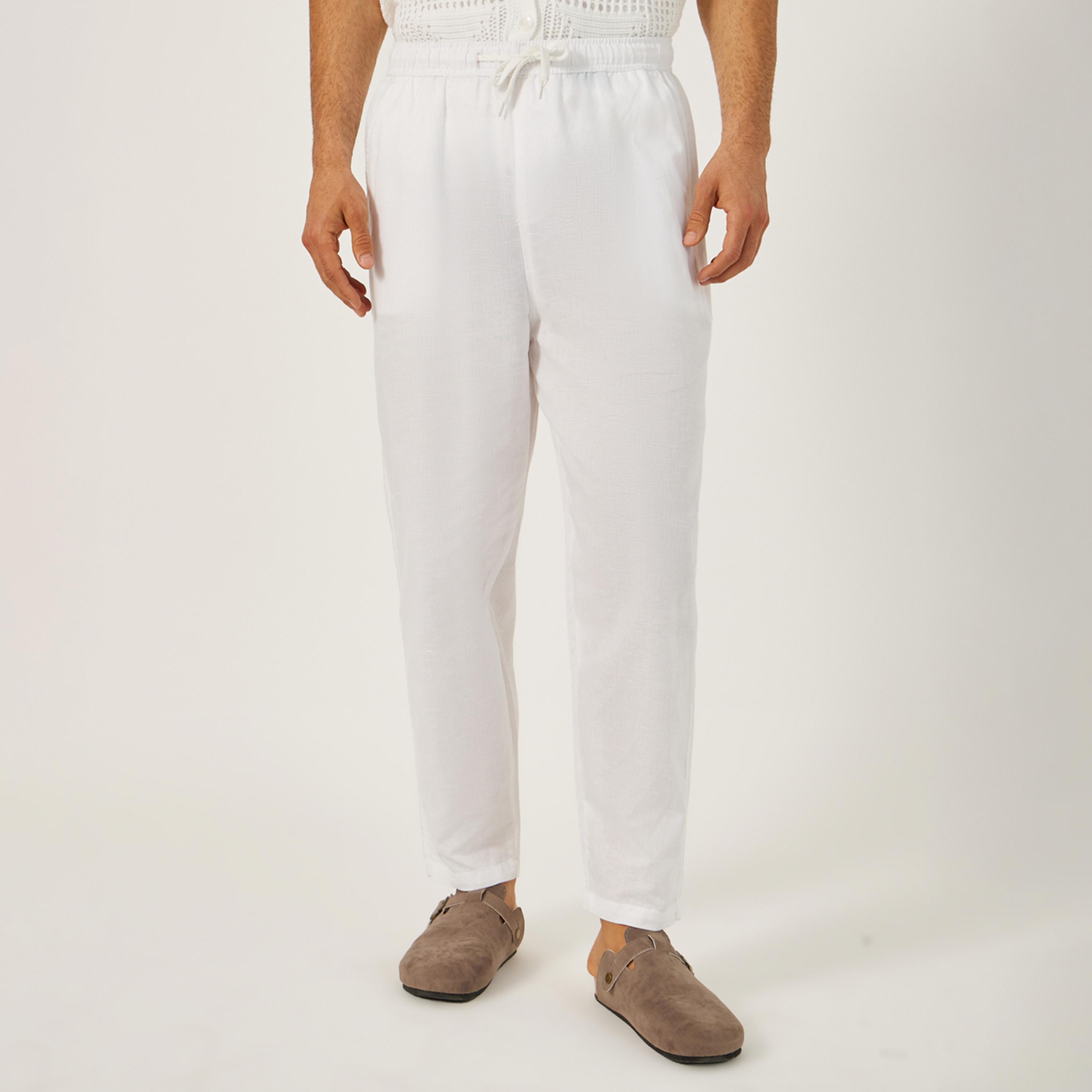 ستايلي-  بنطال سادة واسع الأرجل مع حزام خصر مطاطي-men-clothing-bottoms-joggers-image-1
