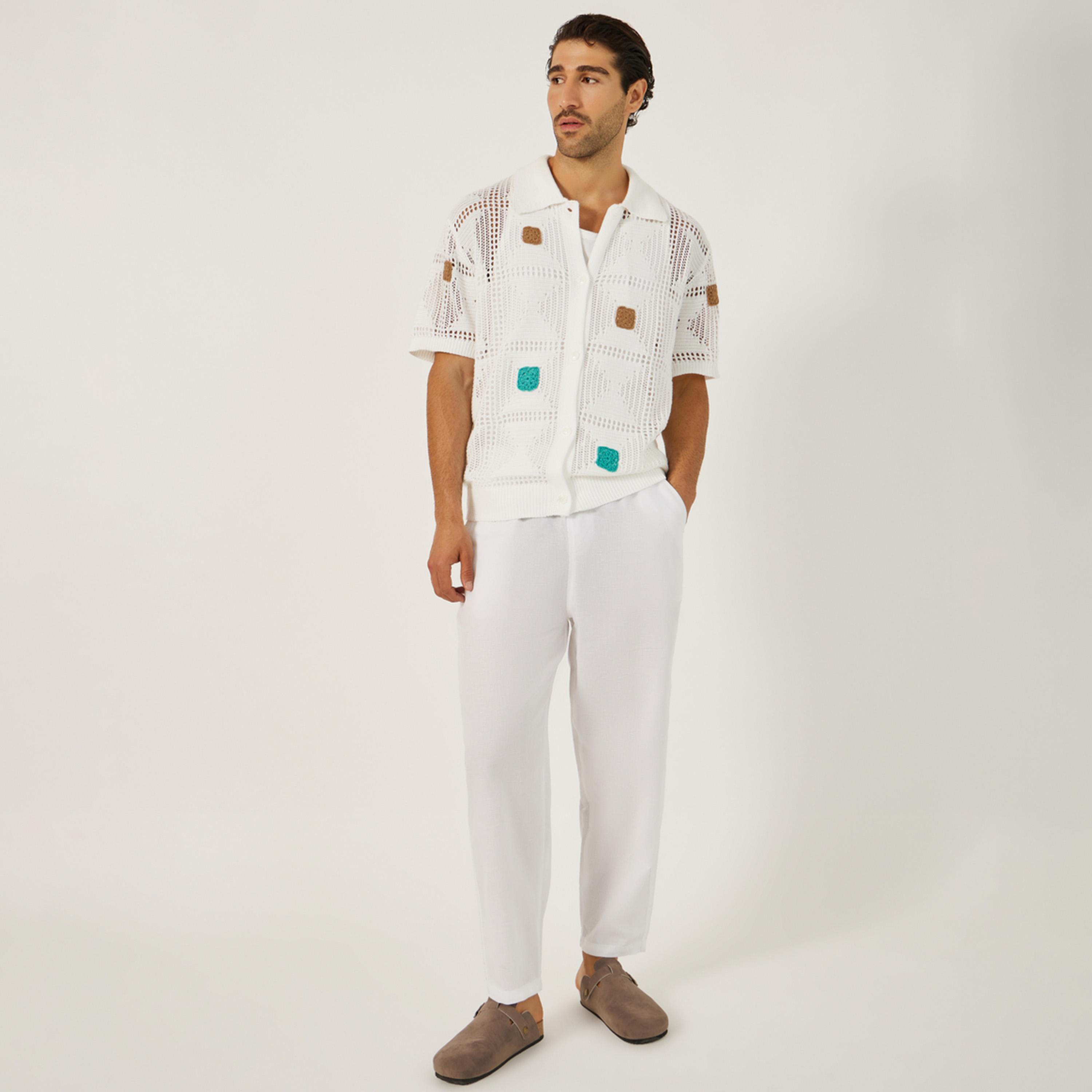 ستايلي-  بنطال سادة واسع الأرجل مع حزام خصر مطاطي-men-clothing-bottoms-joggers-image-2