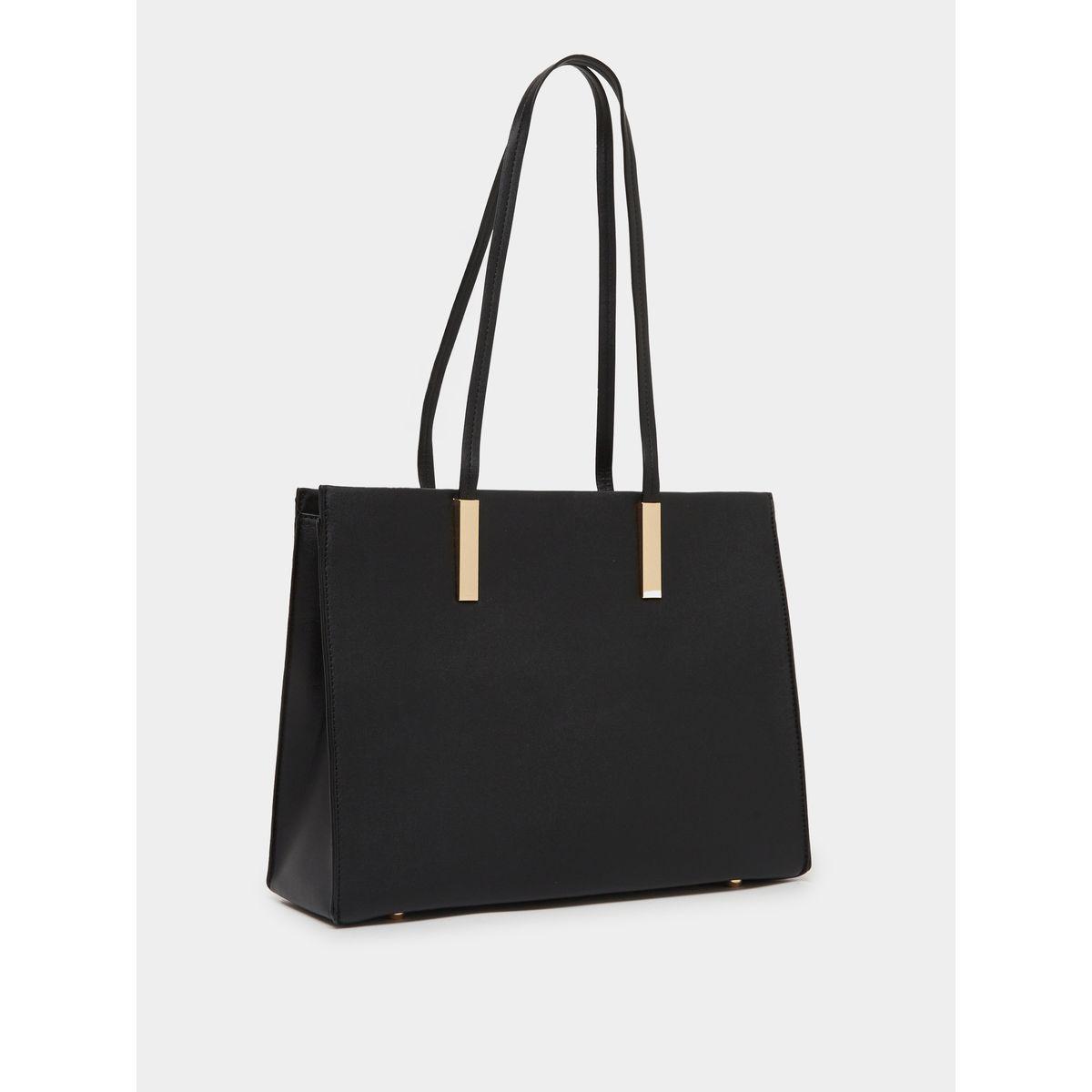 Styli Plain Tote Bag with Zip Closure-women-bagsandwallets-handbags-image-1