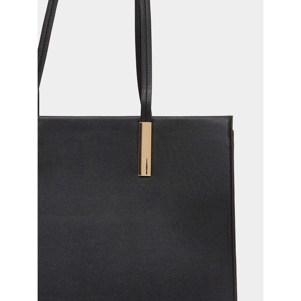 Styli Plain Tote Bag with Zip Closure-women-bagsandwallets-handbags-image-3