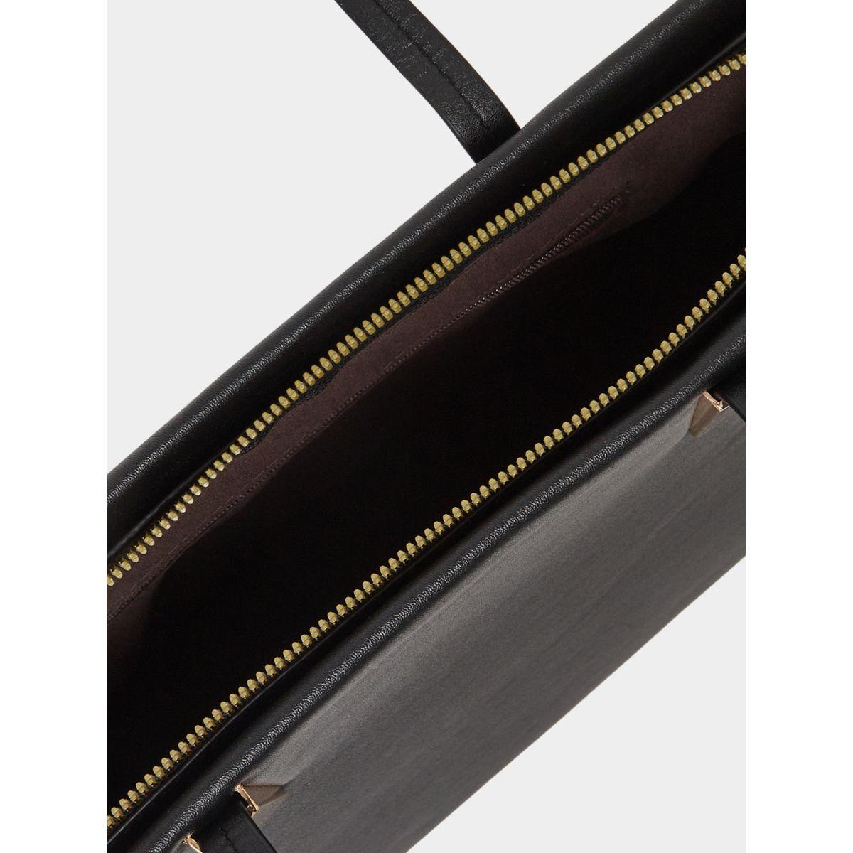 Styli Plain Tote Bag with Zip Closure-women-bagsandwallets-handbags-image-4