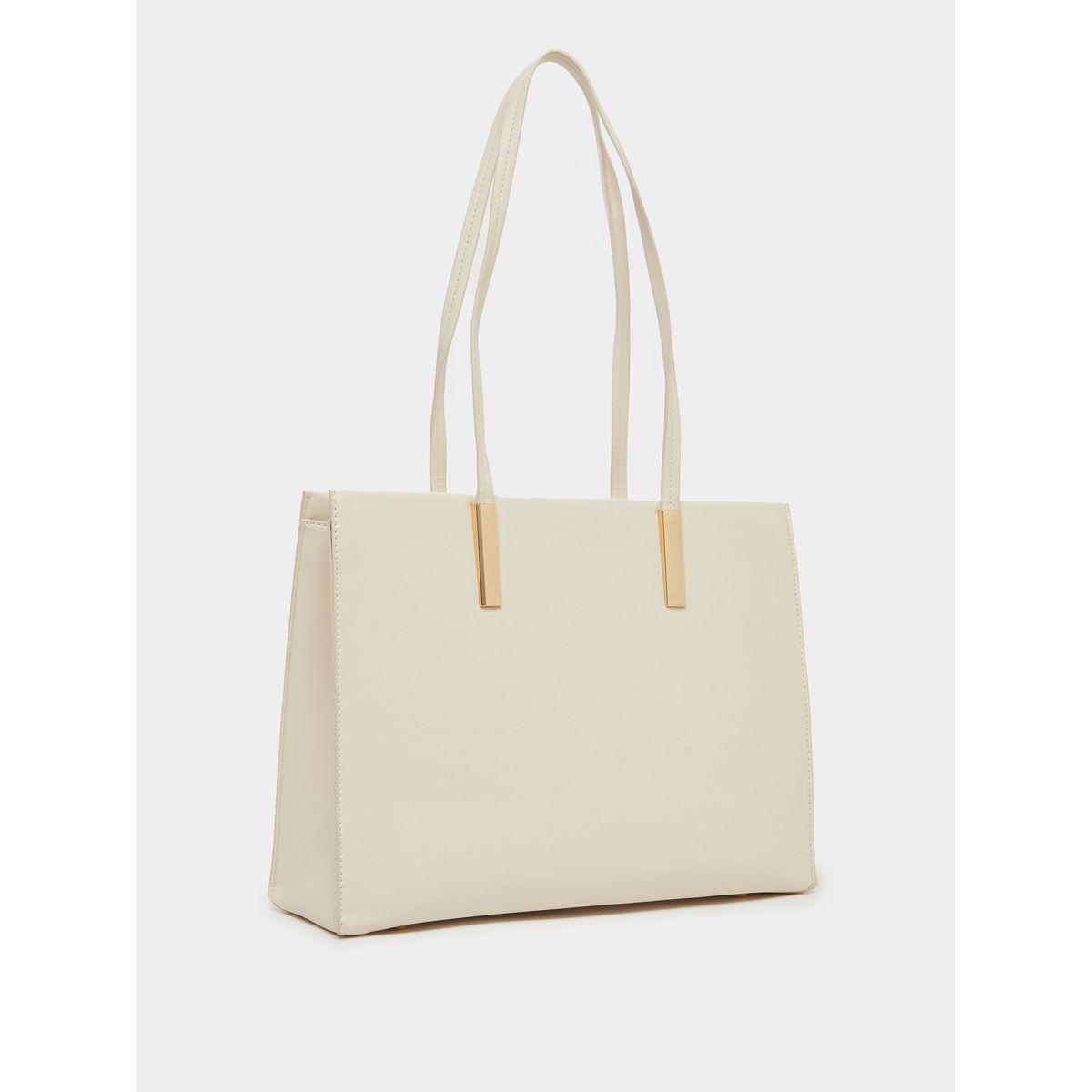 Styli Plain Tote Bag with Zip Closure-women-bagsandwallets-handbags-image-1