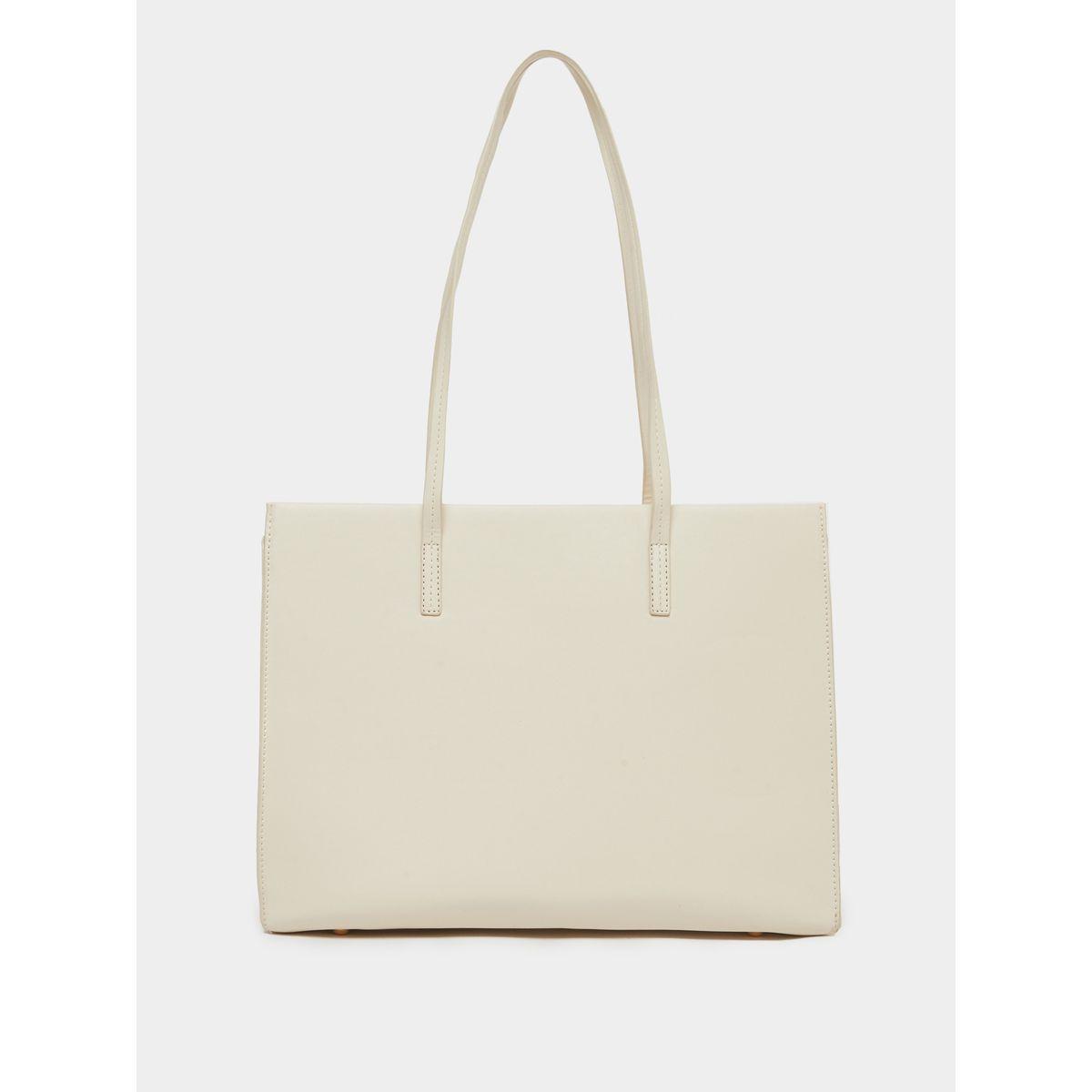 Styli Plain Tote Bag with Zip Closure-women-bagsandwallets-handbags-image-2