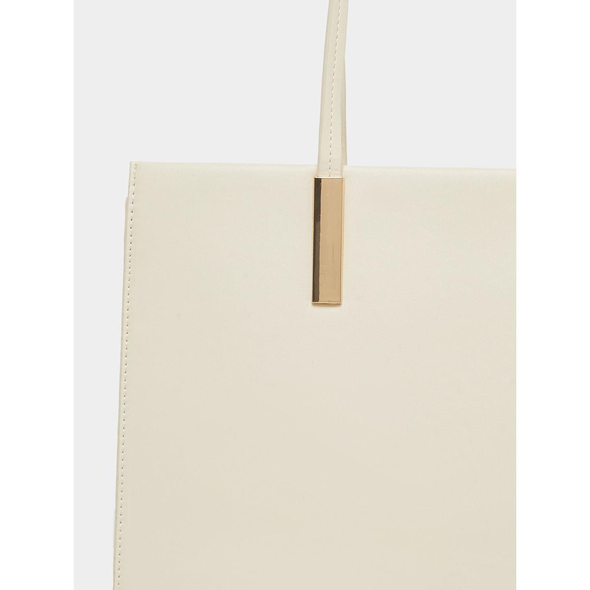 Styli Plain Tote Bag with Zip Closure-women-bagsandwallets-handbags-image-3