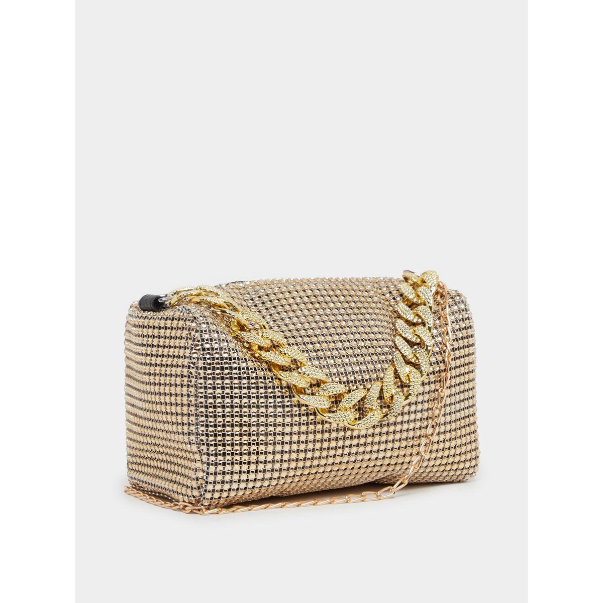 شنطة يد منمقة ومتدلية بسلسلة مع حمالة كتف-women-bagsandwallets-handbags-image-1