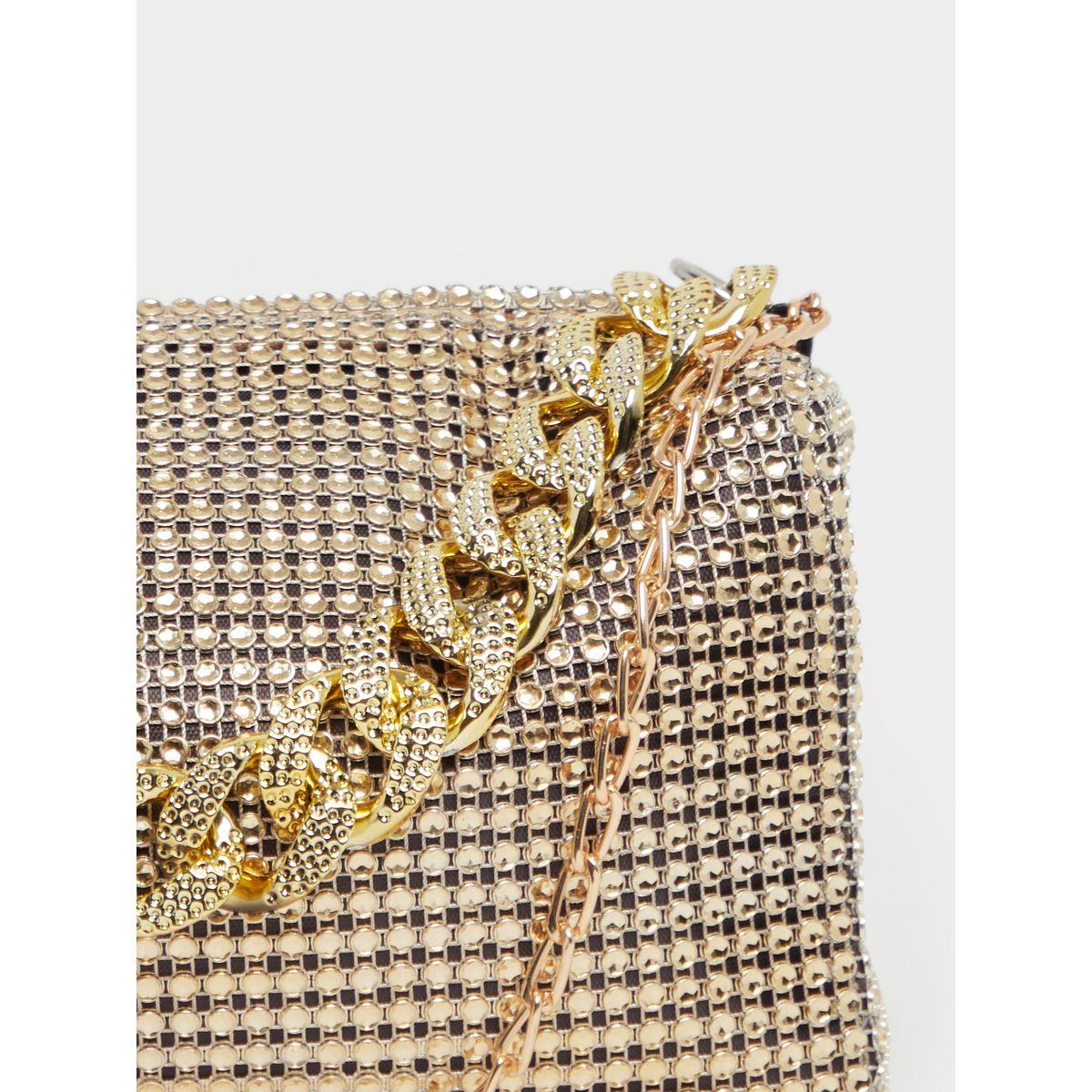 شنطة يد منمقة ومتدلية بسلسلة مع حمالة كتف-women-bagsandwallets-handbags-image-5