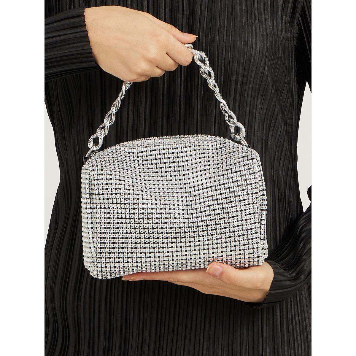 شنطة يد منمقة ومتدلية بسلسلة مع حمالة كتف-women-bagsandwallets-handbags-image-4