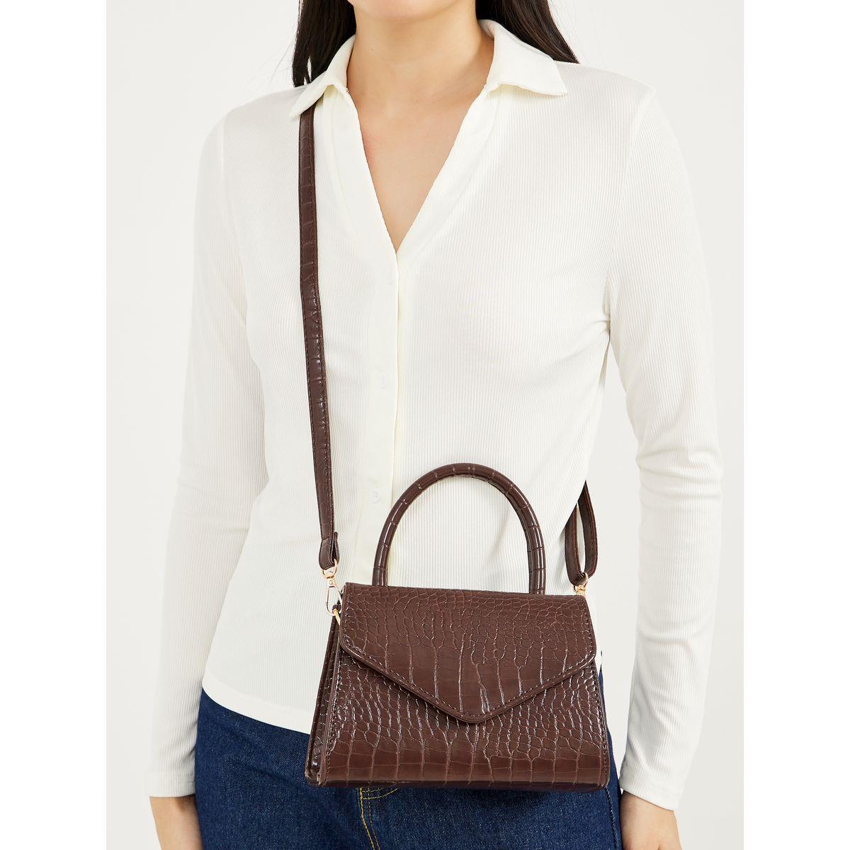 Textured Handbag with Detachable Strap-women-bagsandwallets-handbags-image-2