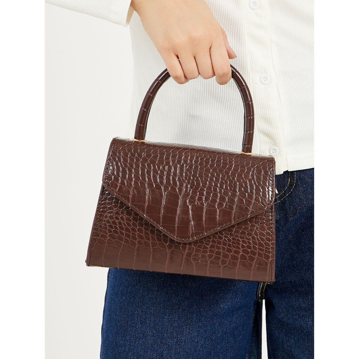 Textured Handbag with Detachable Strap-women-bagsandwallets-handbags-image-3