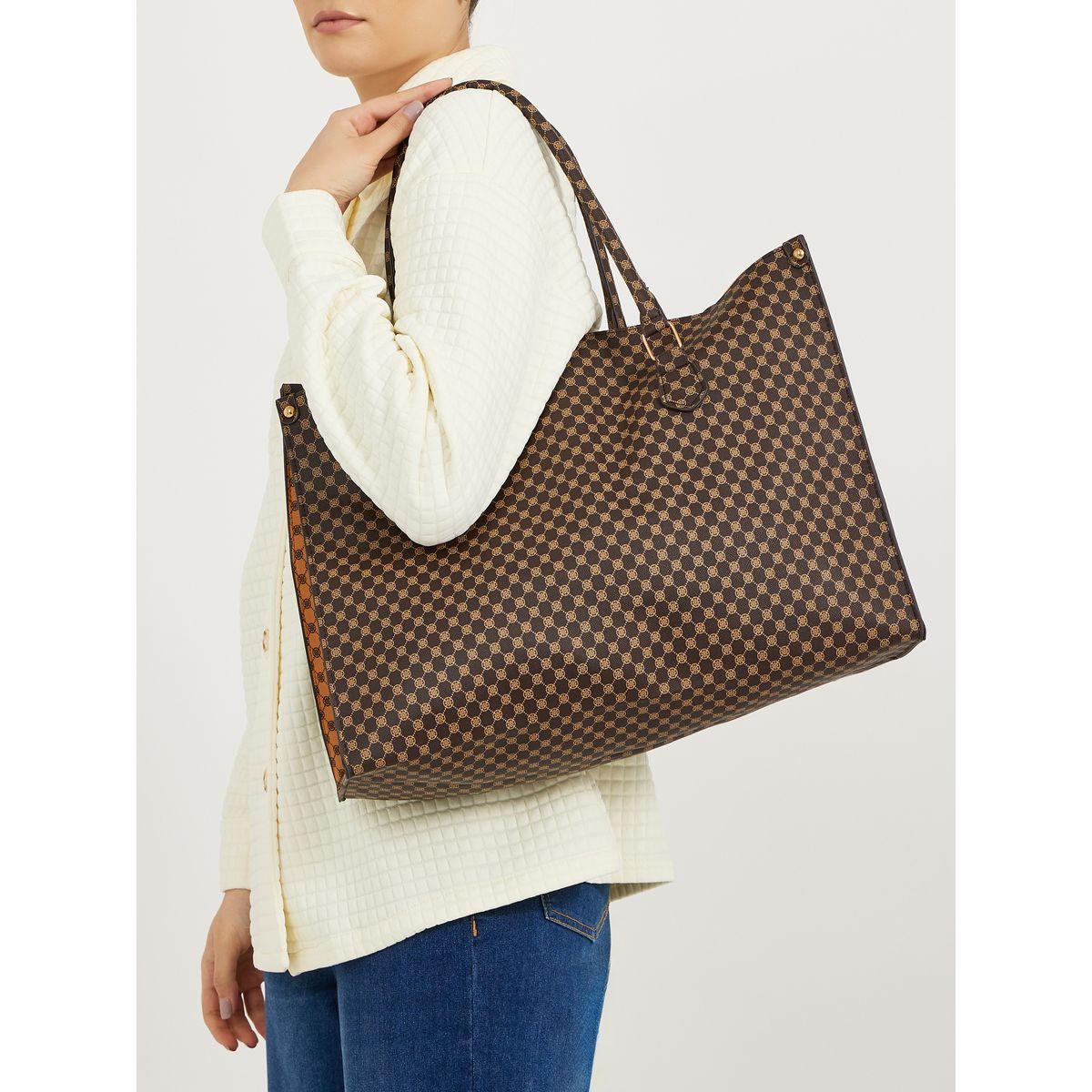 Two Tone Monogram Print Shoulder Bag with Top Handle-women-bagsandwallets-handbags-image-3