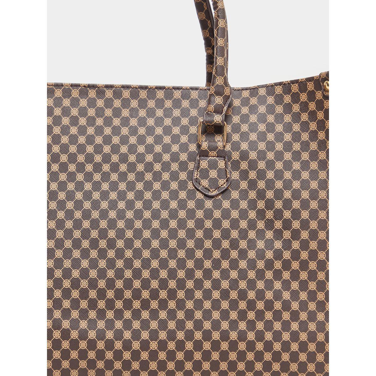 Two Tone Monogram Print Shoulder Bag with Top Handle-women-bagsandwallets-handbags-image-5