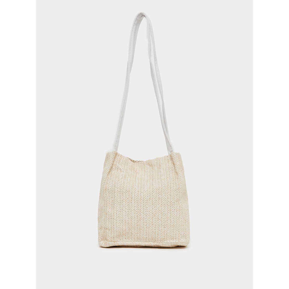 شنطة كتف قش بطبعة نقاط بولكا وتفاصيل ريبون-women-bagsandwallets-handbags-image-2