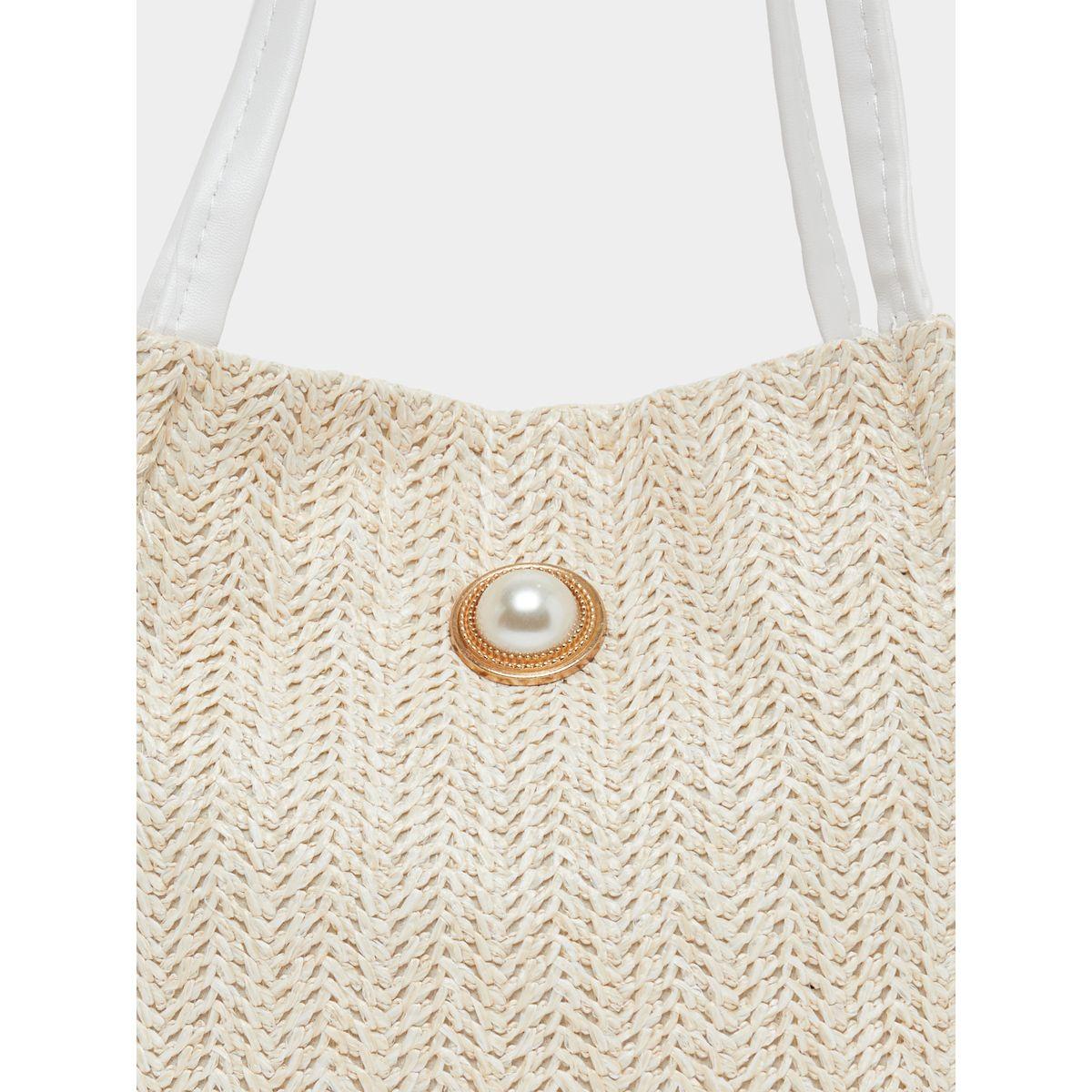 شنطة كتف قش بطبعة نقاط بولكا وتفاصيل ريبون-women-bagsandwallets-handbags-image-3