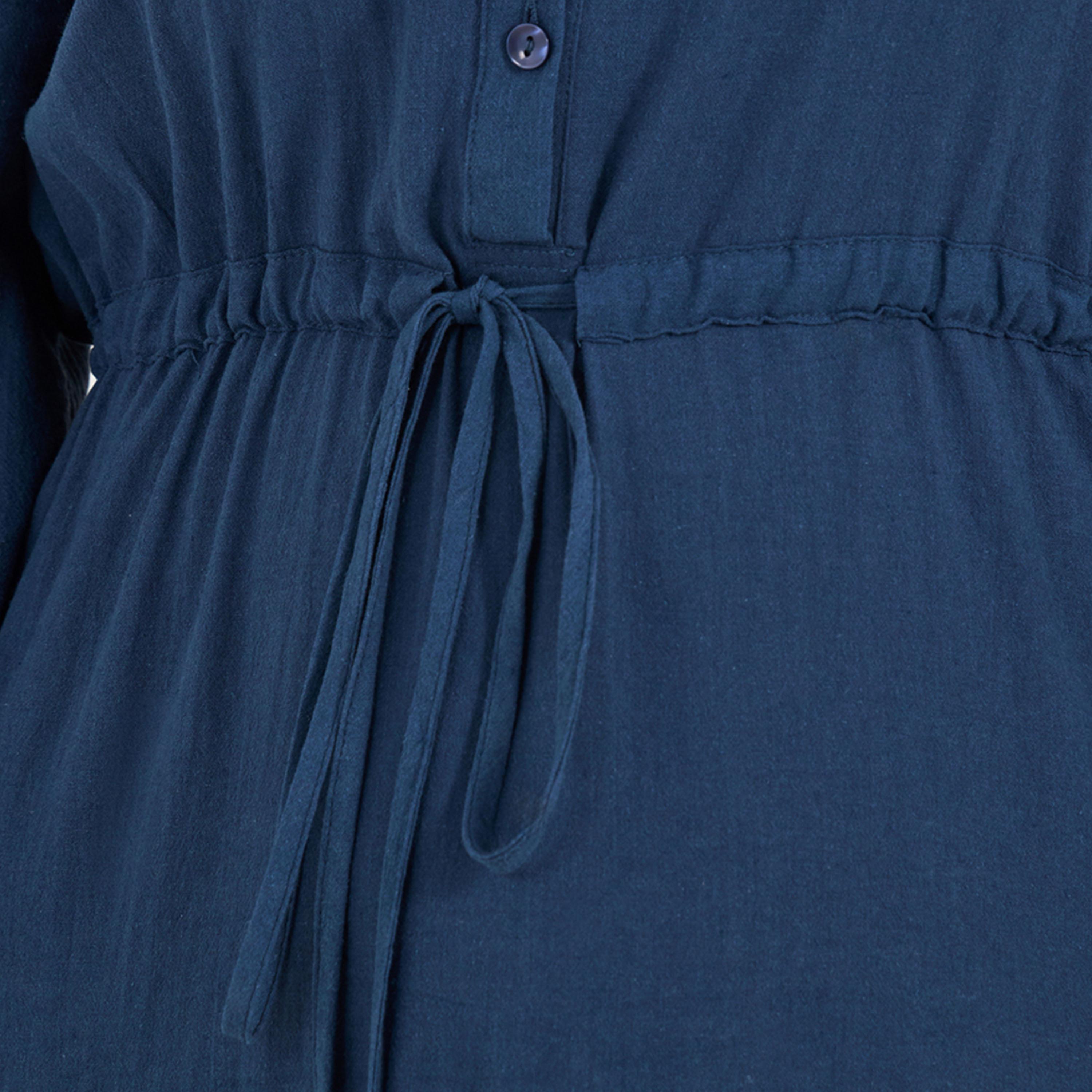 Styli Plus Size Pocket Detail Collared Tiered Maxi Dress with Drawstring-women-clothing-dresses-image-3