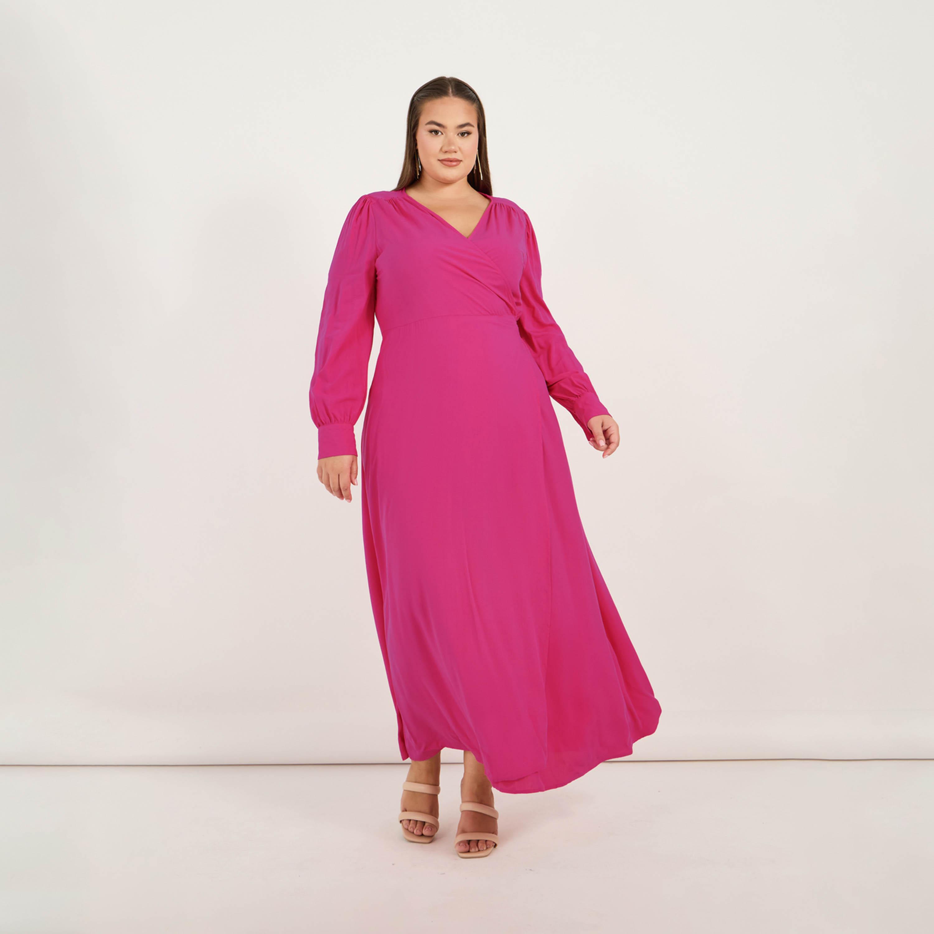 Styli Plus Size Solid Wrap Front A-Line Maxi Dress-women-clothing-dresses-image-4