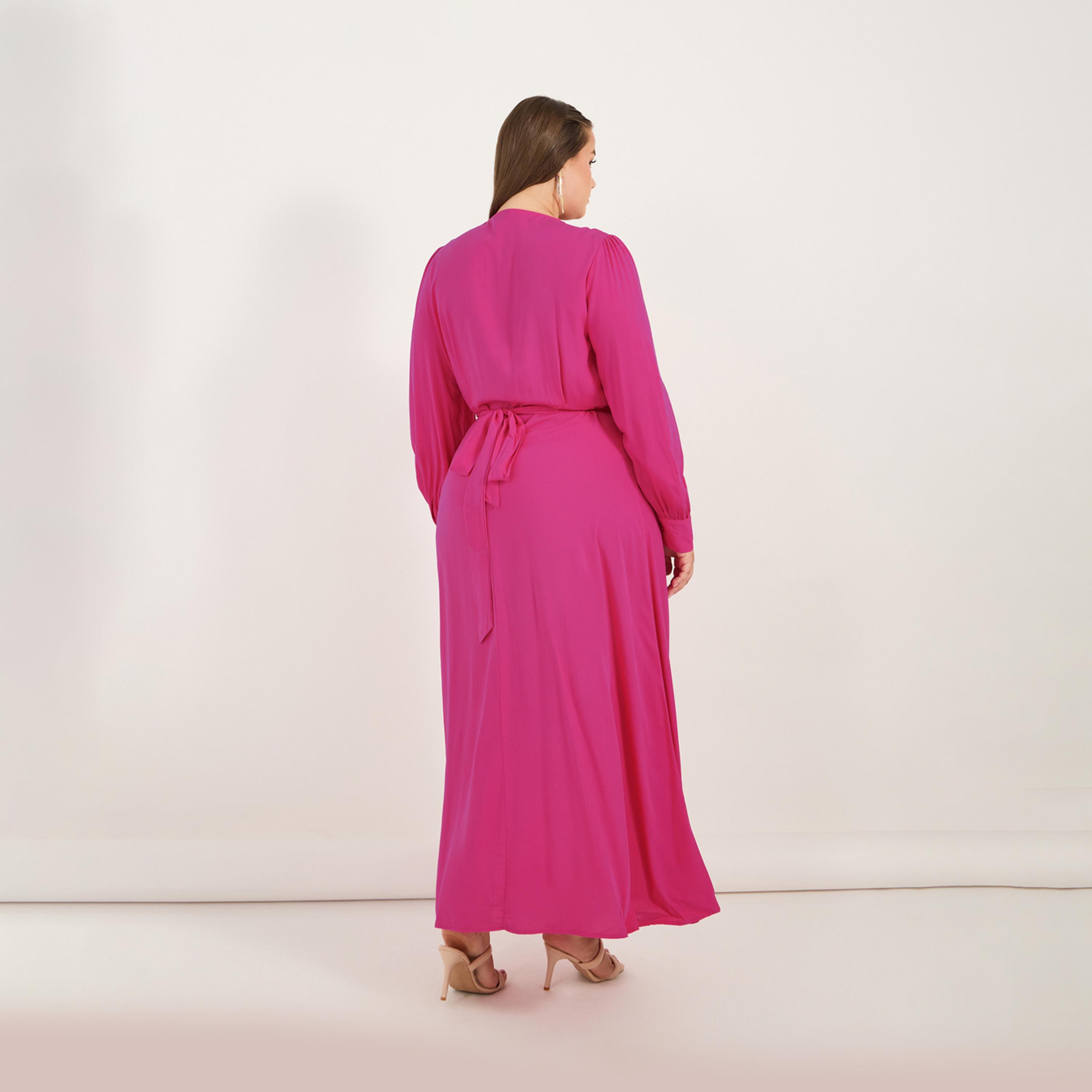 Styli Plus Size Solid Wrap Front A-Line Maxi Dress-women-clothing-dresses-image-6