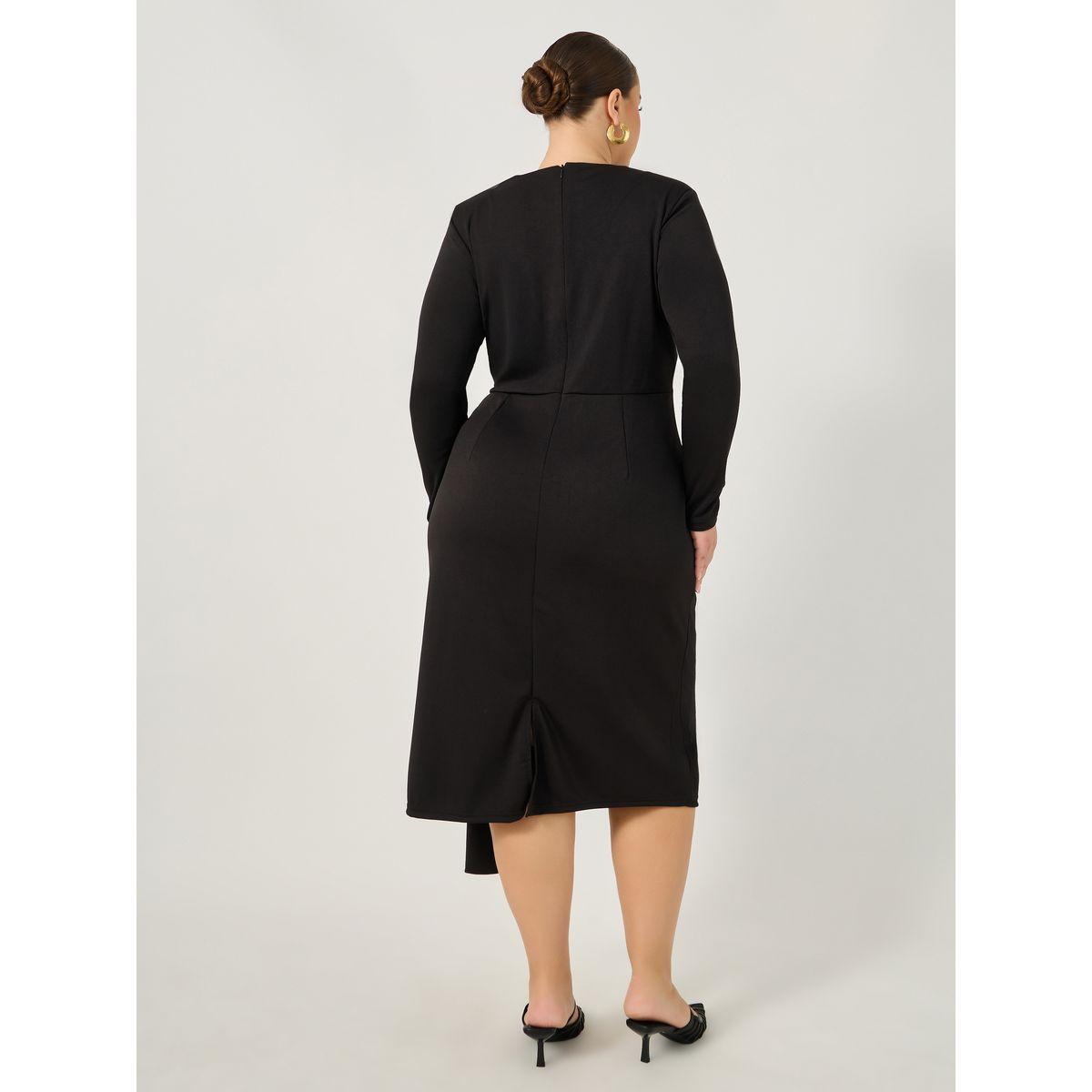 فستان ميدي بمقاس كبير وربطة خصر-women-clothing-dresses-image-6