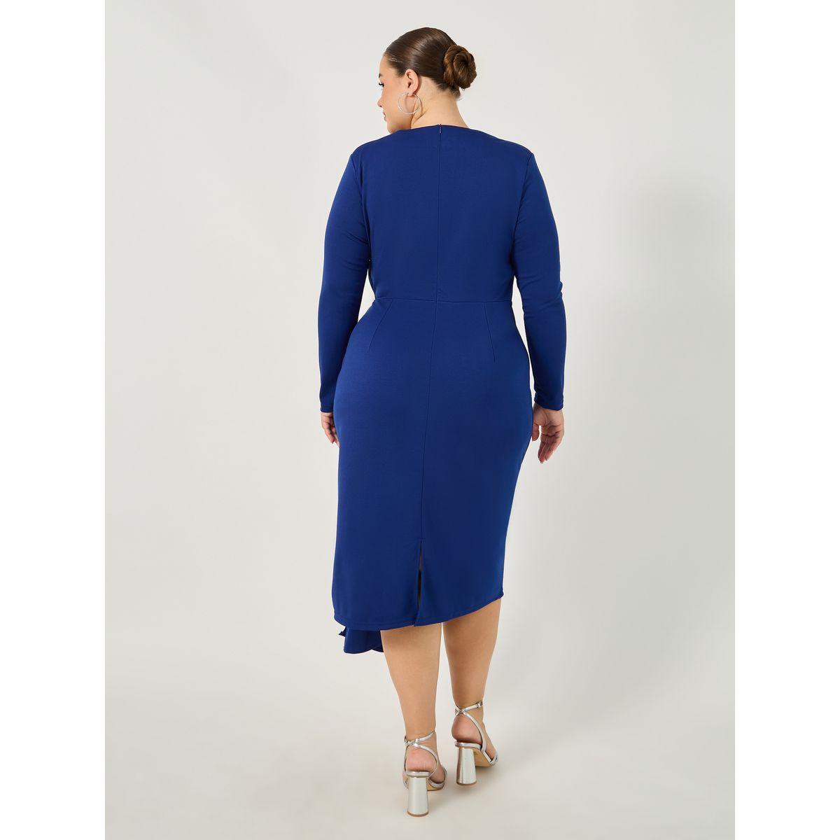 Styli Plus Size Draped Tie Waist Detail A-Line Midi Dress-women-clothing-dresses-image-6