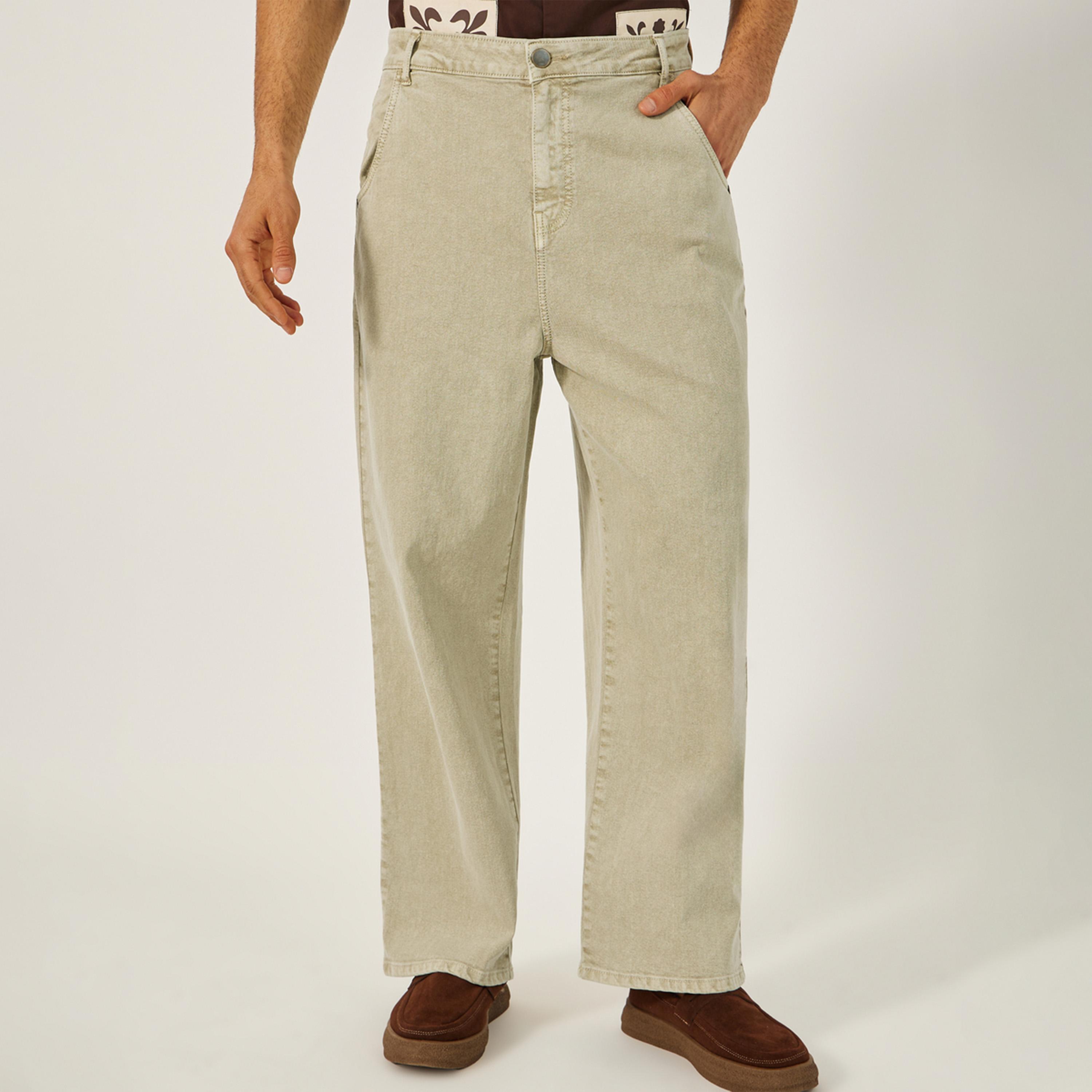 ستايلي - ليميتد - بنطال جينز واسع الساق للرجال مصبوغ باللون البني-men-clothing-bottoms-jeans-image-1