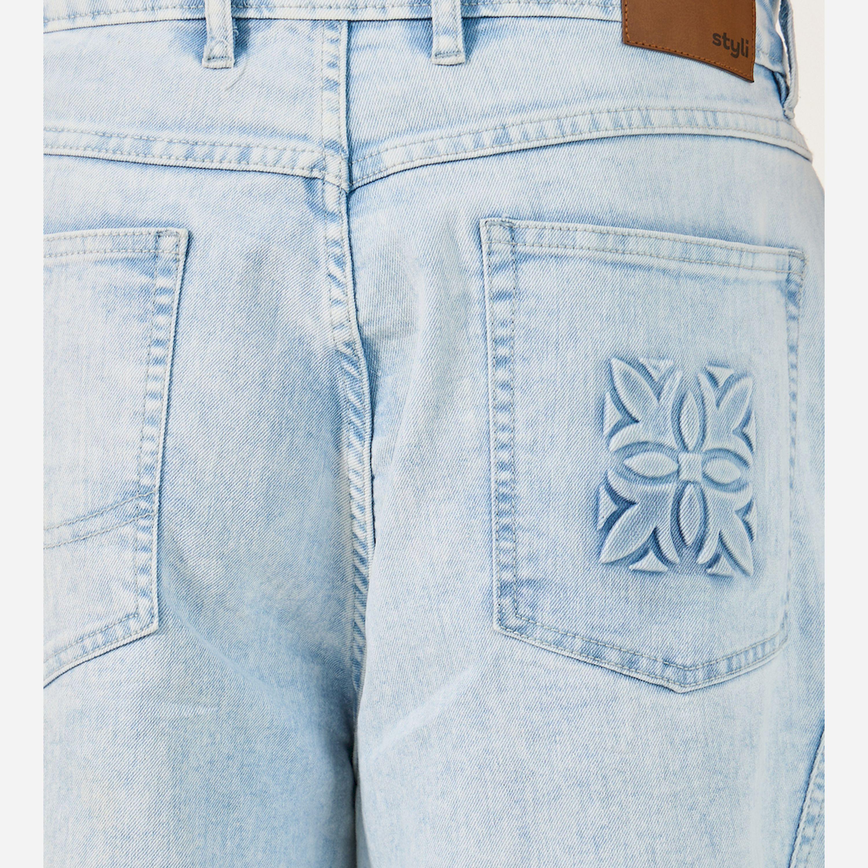 ستايلي - ليميتد - شورت جينز قصير بخصر متوسط الارتفاع وحواف منسلة-men-clothing-bottoms-shorts-image-4