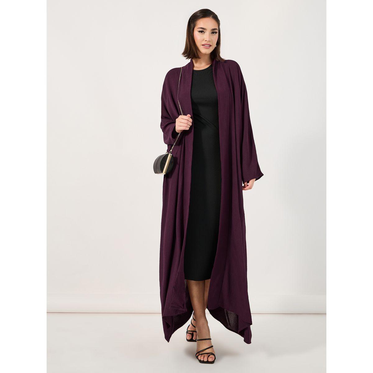 عباية طويلة سادة بأكمام وطواطية-women-arabicclothing-abayas-image-1