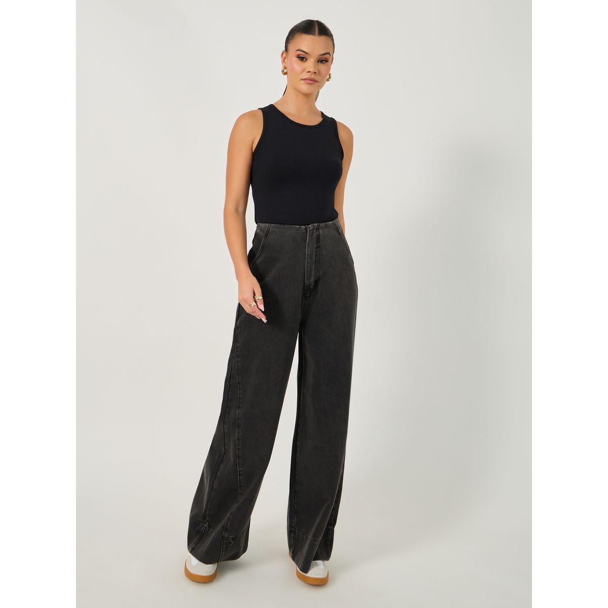 جينز واسع الأرجل بخصر عالٍ-women-clothing-bottoms-jeans-image-1
