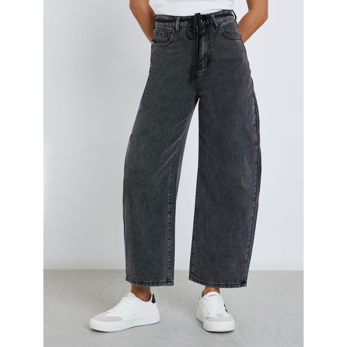 جينز بقصة مريحة وخصر متوسط مع أربطة-women-clothing-bottoms-jeans-image-2