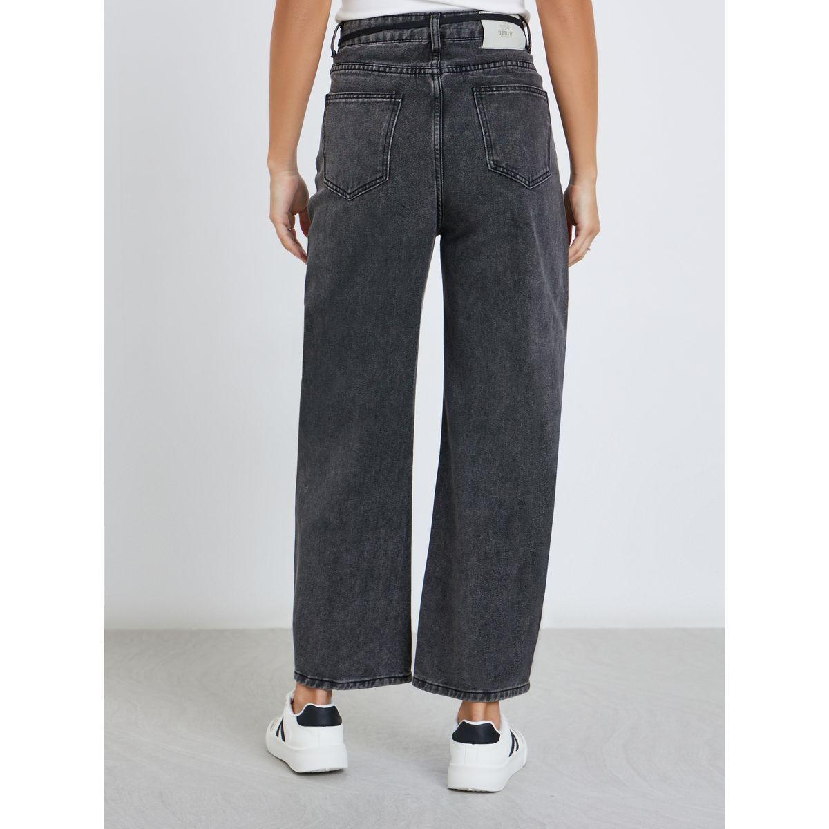 جينز بقصة مريحة وخصر متوسط مع أربطة-women-clothing-bottoms-jeans-image-4